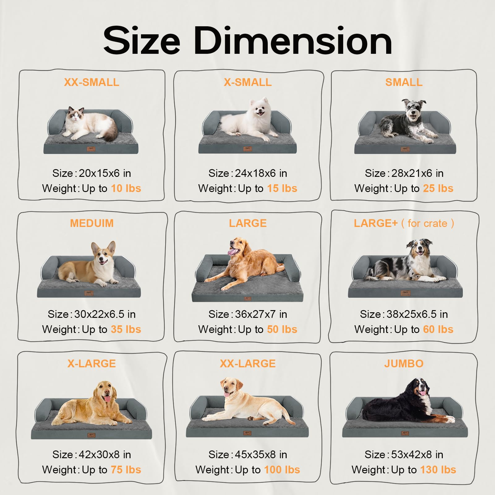 Extra Large Dog Bed-Orthopedic Waterproof XL Dog Bed for XLarge Extra Big Dogs - Foam Couch Sofa Washable with Removable Cover-D