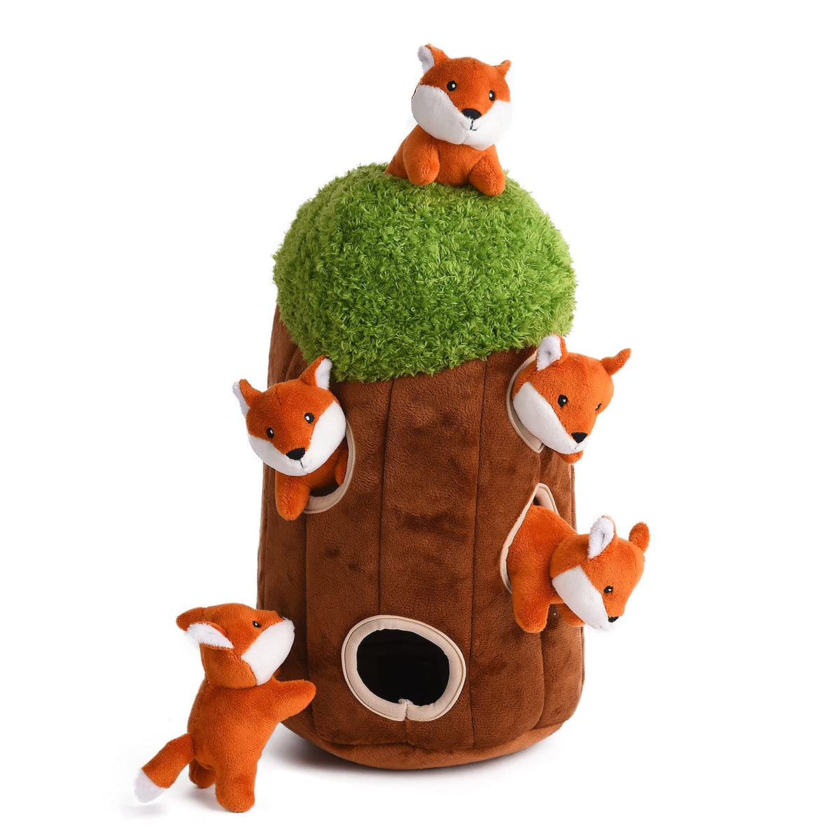 Okegztoa Interactive Squeaky Dog Toys Fox Dog Toy, Stuffing Woodland Friends Burrow, Squeaky Plush Dog Toys For Small Medium Lar