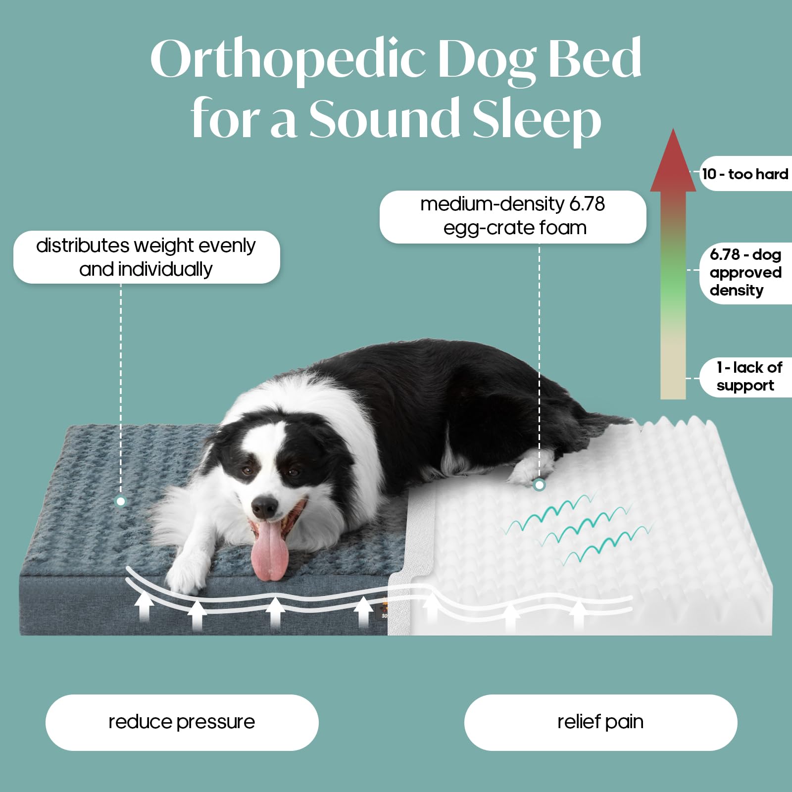Softmate Large Dog Bed For Dogs Up To 65 Lbs With Orthopedic Foam Waterproof Cover Removable And Washable Cover Fluffy Dog Crate