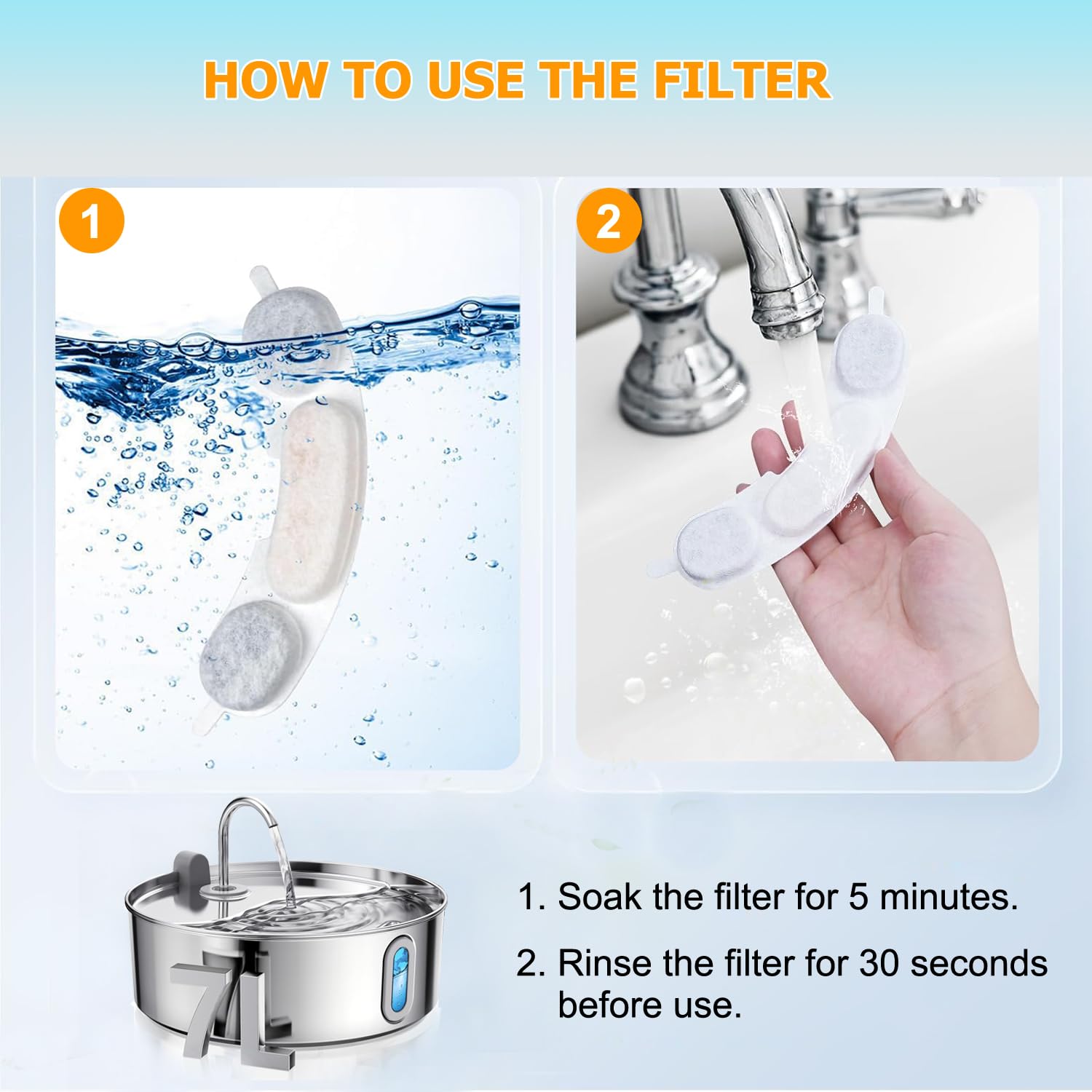 16 Pack Dog Water Replacement Filters Compatible With Smartoo 7L / 236Oz / 1.8Gal Stainless Steel Dog Water Fountain, Pet Dog Fo