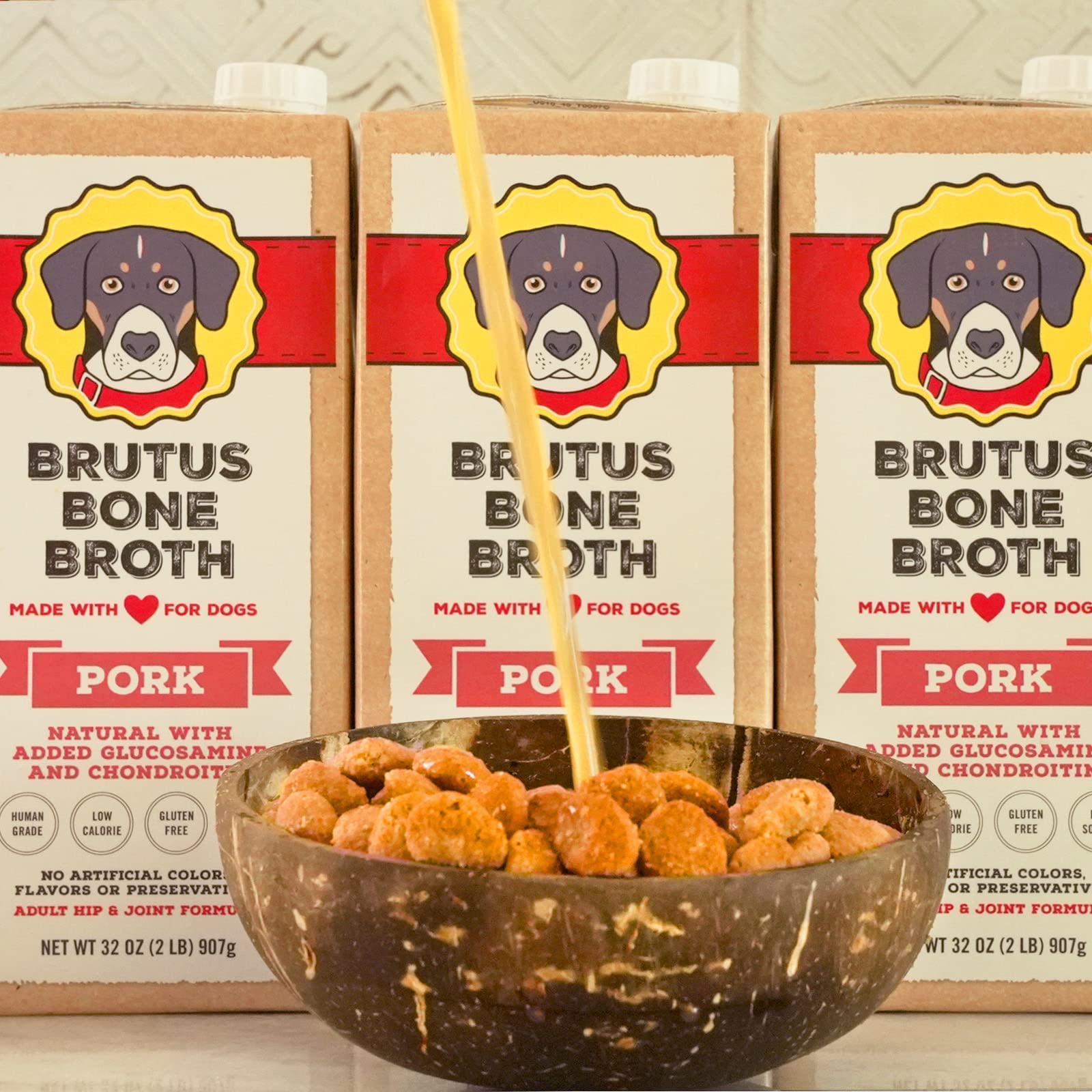 Brutus Bone Broth for Dogs | All Natural | Made in USA | Glucosamine & Chondroitin for Healthy Joints | Human Grade Ingredients