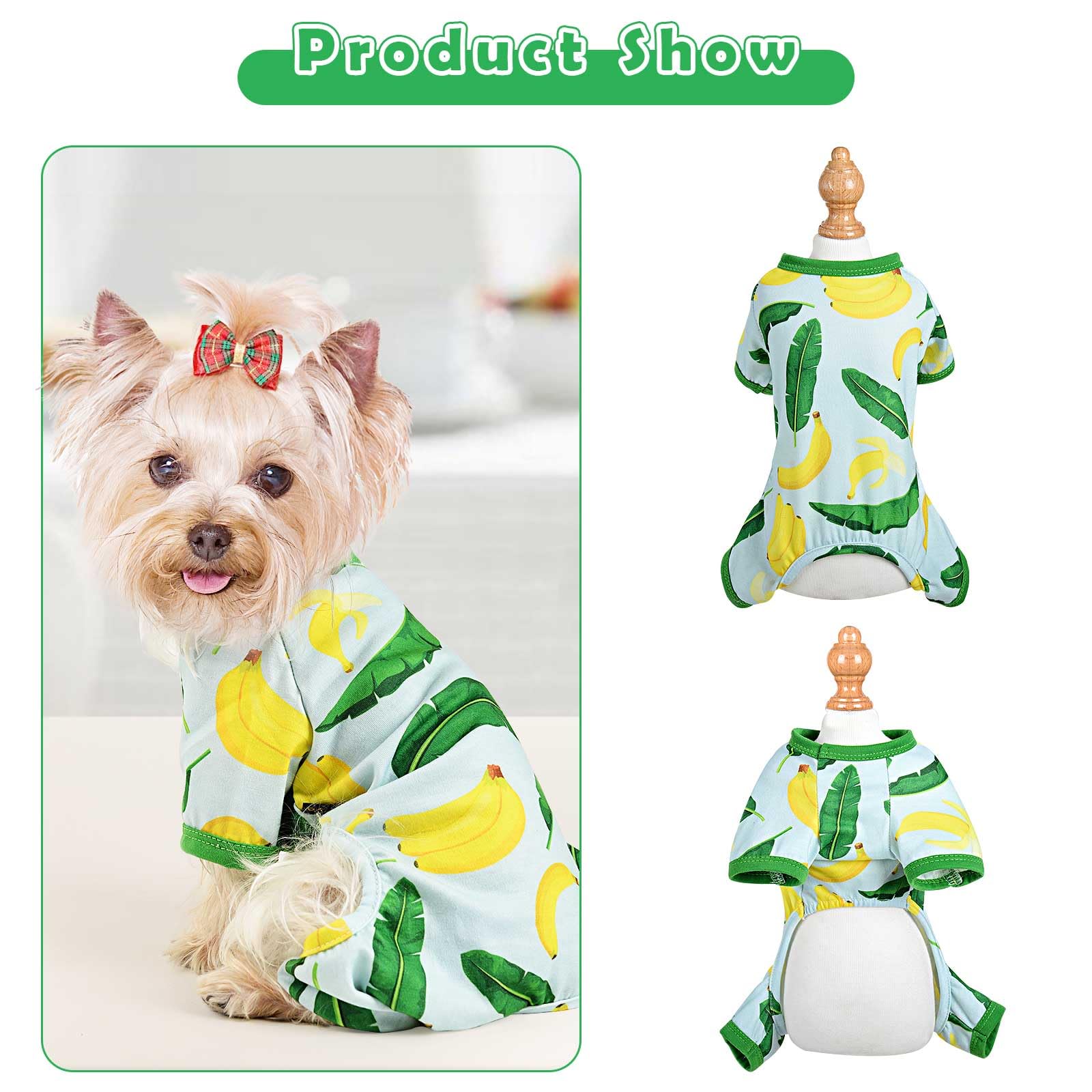 Dosuyi Dog Pajamas Spring Summer Pet Clothes For Small Dogs Girl Boy Soft Stretchy Puppy Clothes Cat Pjs Pet Jammies Outfit (Gre