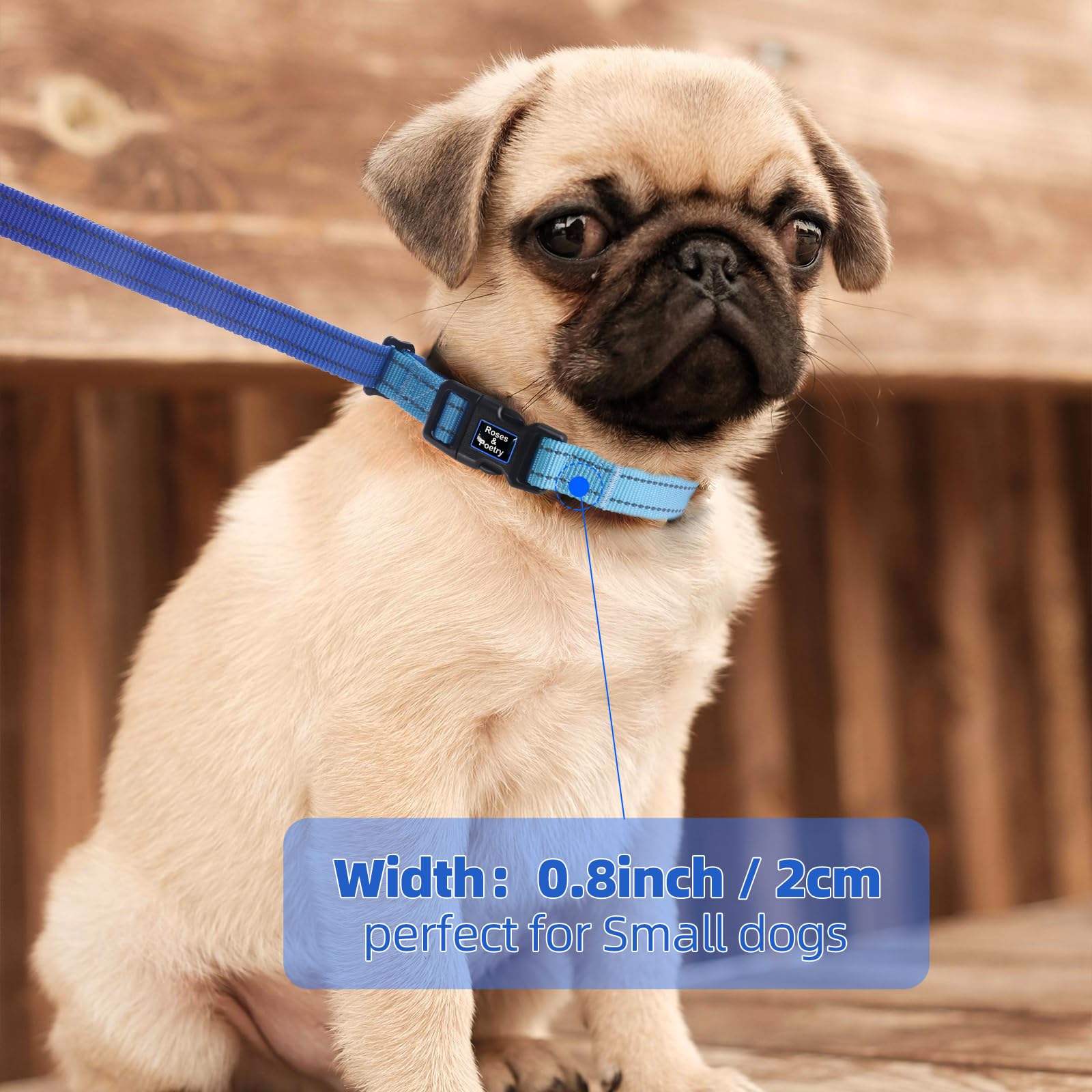 Roses&Poetry Hands Free Dog Leash For Small Dogs, All-In-One Leash & Collar 6.6-8.7Ft Adjustable Waist Crossbody Leash For Dog W