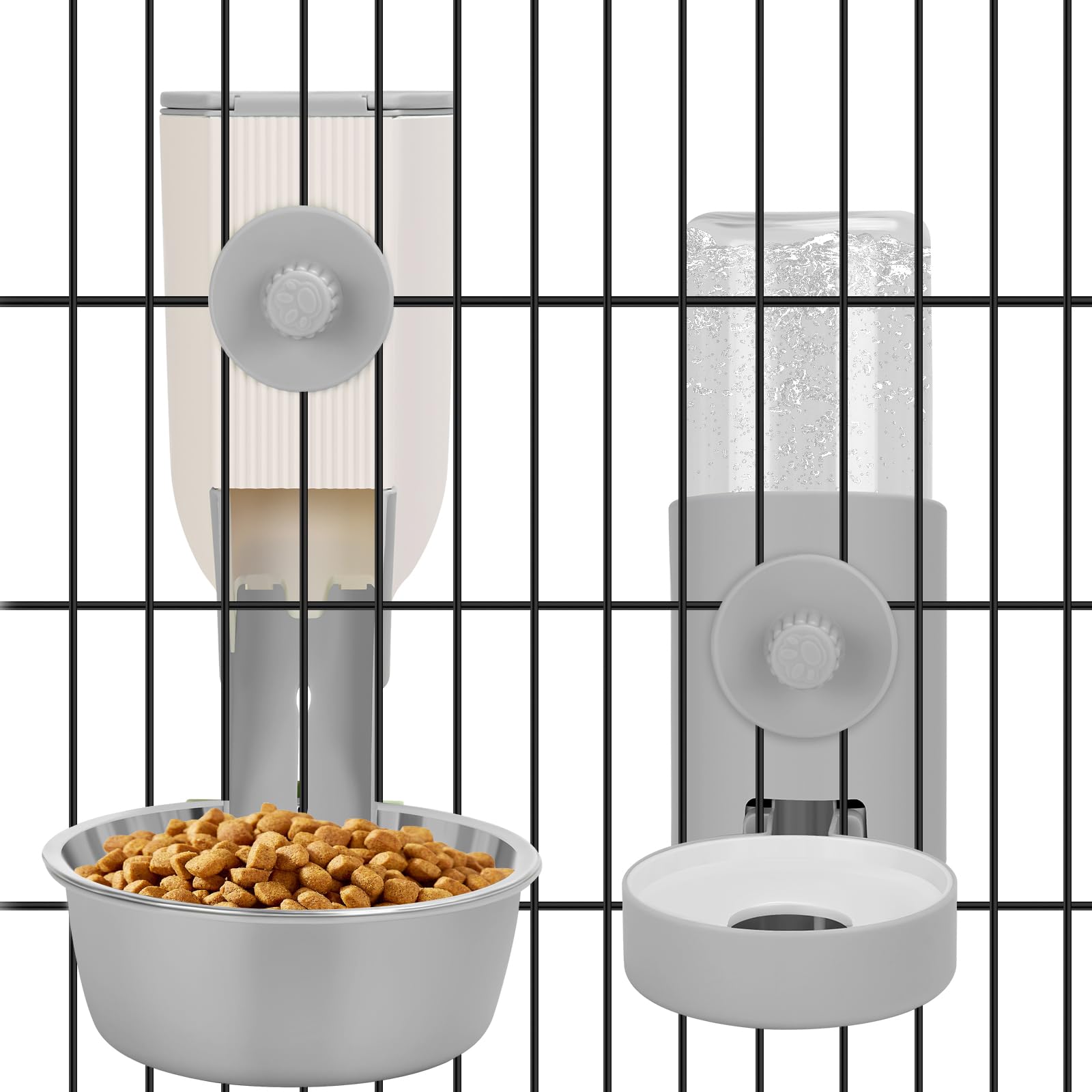 Yummy Sam Hanging Cage Automatic Small Pet Food Bowl Water Bottle Dispenser, Kennel 500ML Waterer and Auto Gravity Pet Feeder Se