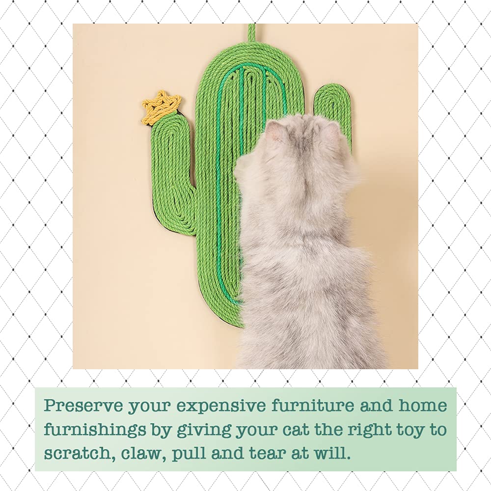 Jopoy Cat Scratcher Mat, Natural Sisal Cat Scratch Mats, Horizontal Cat Floor Scratching Pad Rug, Protect Carpets And Sofas,Scratching Pads For Indoor Cats(Cactus)