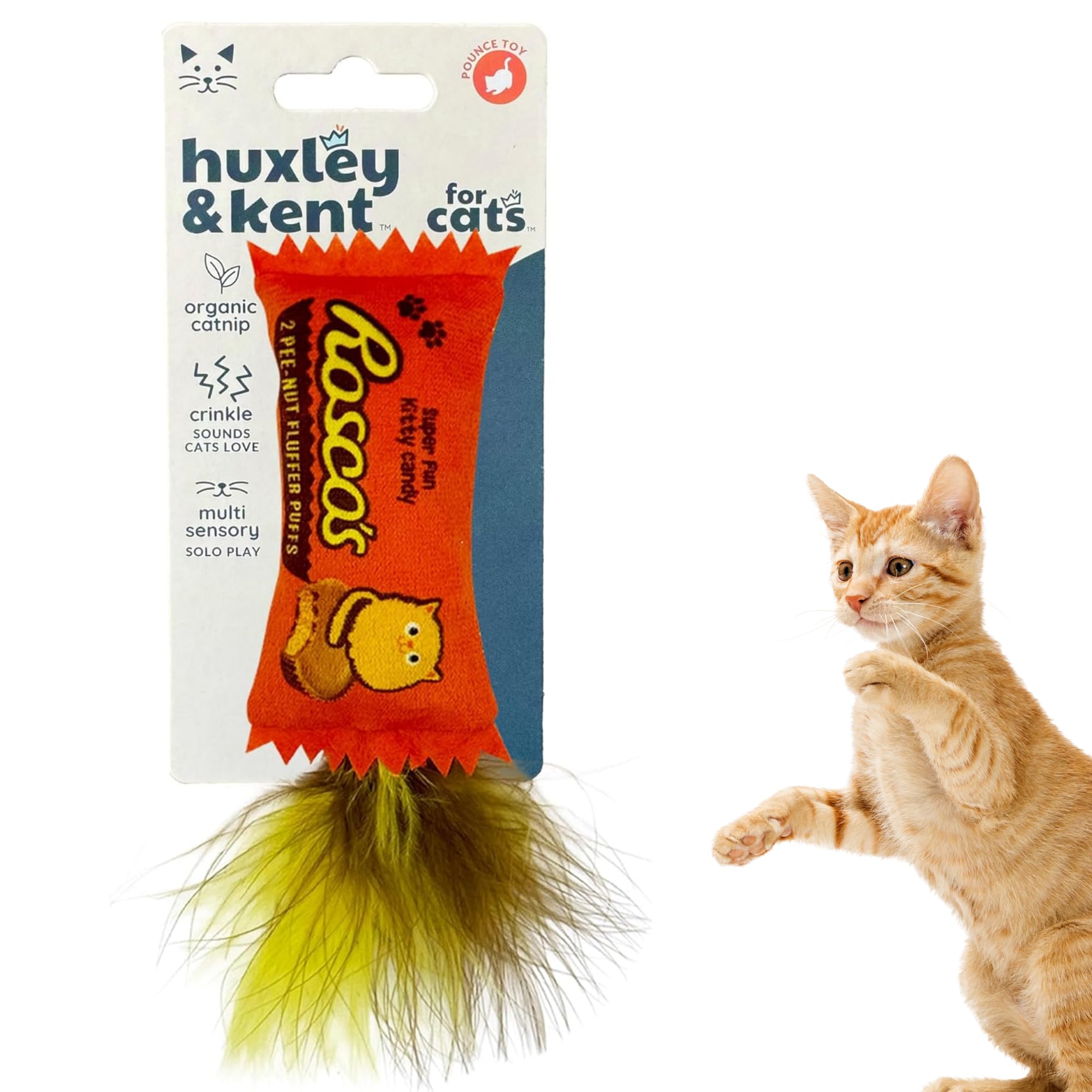 Huxley & Kent Plush Cat Toy - Roscos Fluffer Puffs - Strong Catnip Filled - Soft Plush Kitty Toy With Catnip And Crinkle - Kitty