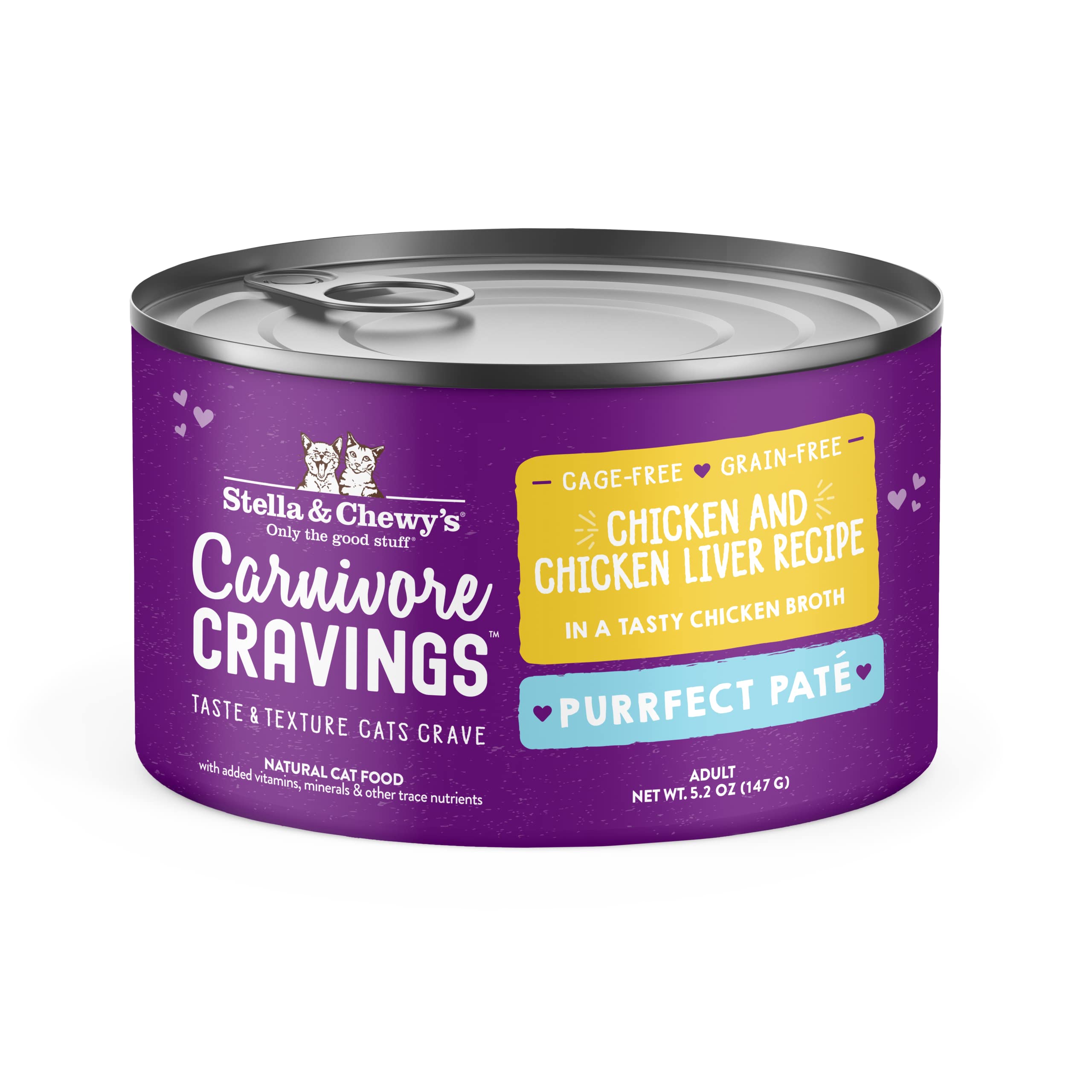 Stella & Chewys Carnivore Cravings Purrfect Pate Cans - Grain Free, Protein Rich Wet Cat Food - Chicken & Chicken Liver Recipe 