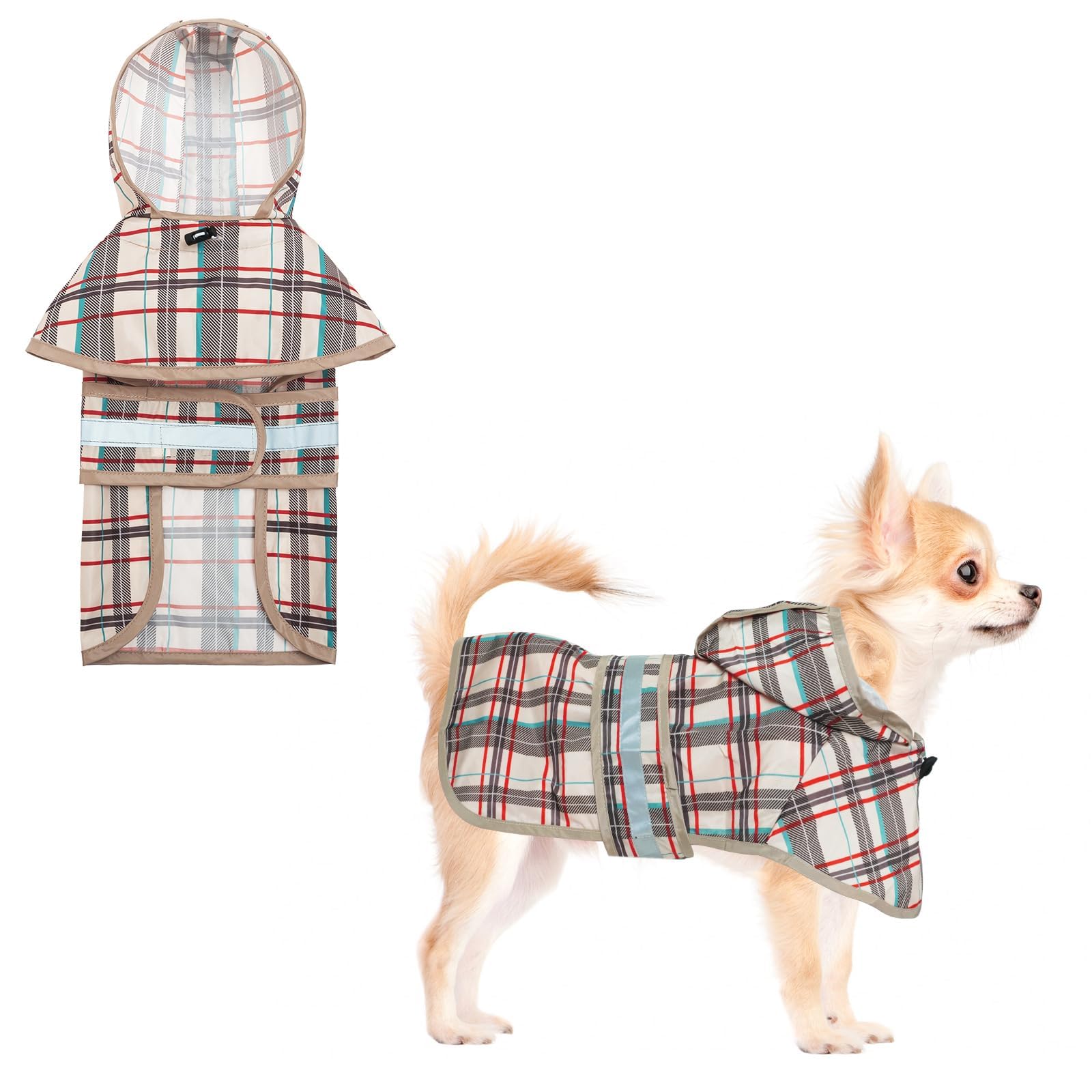 KOOLTAIL Dog Raincoat Hooded Slicker Poncho with Leash Hole, Raincoat for Small Medium Dogs, Waterproof Dog gie Rain Jacket with