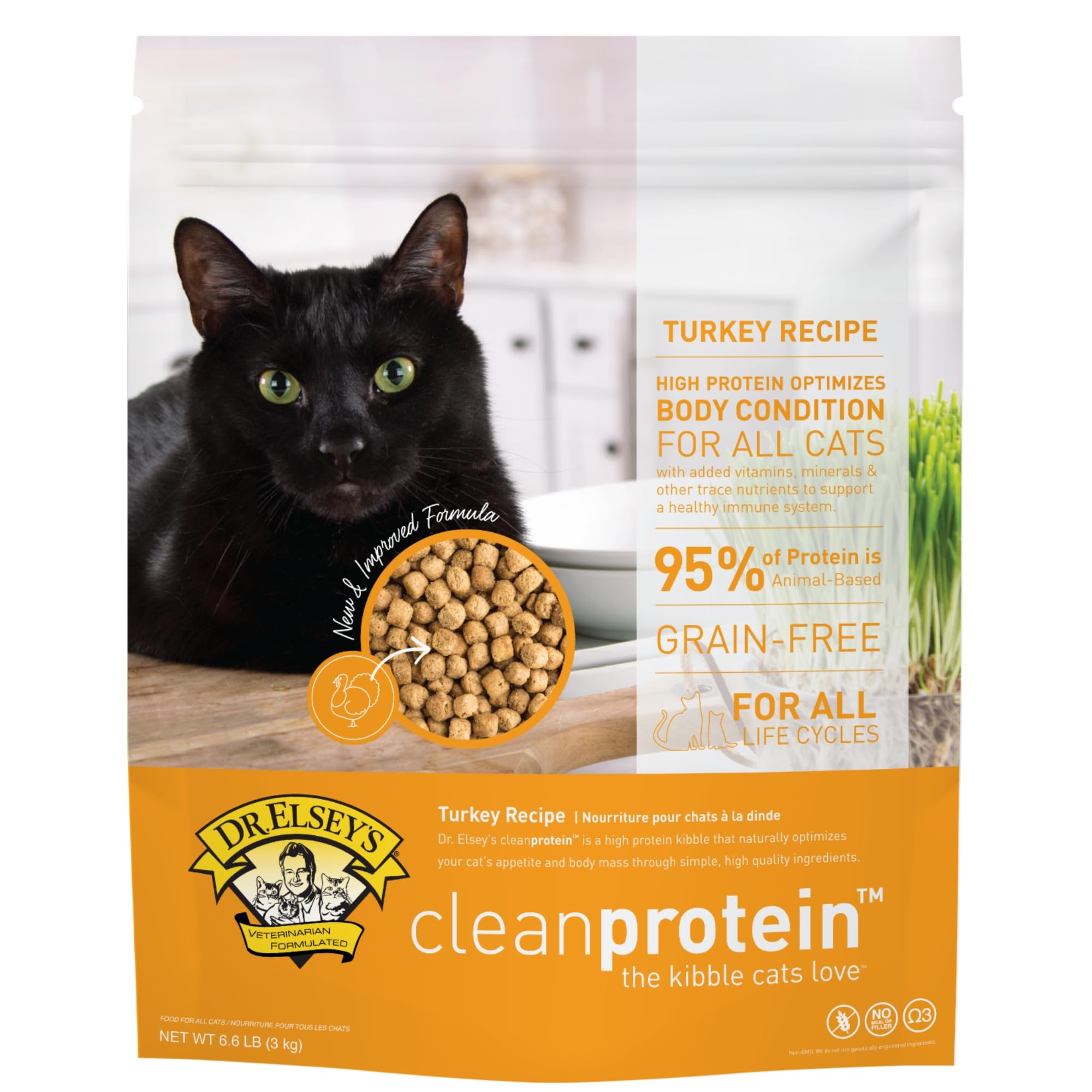 Dr. Elseys Clean Protein Turkey Dry Cat Food - Cat Kibble Dry Food for All Cats -Protein-Rich Healthy Cat Food w/Natural Ingred