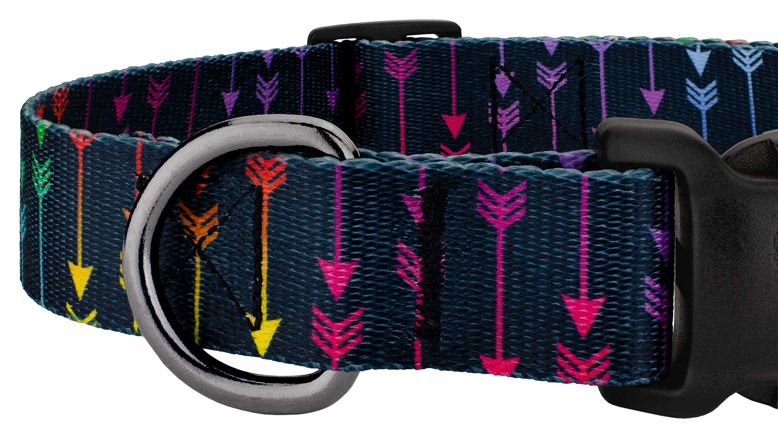 Country Brook Petz - Gunmetal Deluxe Colorful Arrows Dog Collar - Made in The U.S.A. - Chevron and Arrows Collection Featuring L