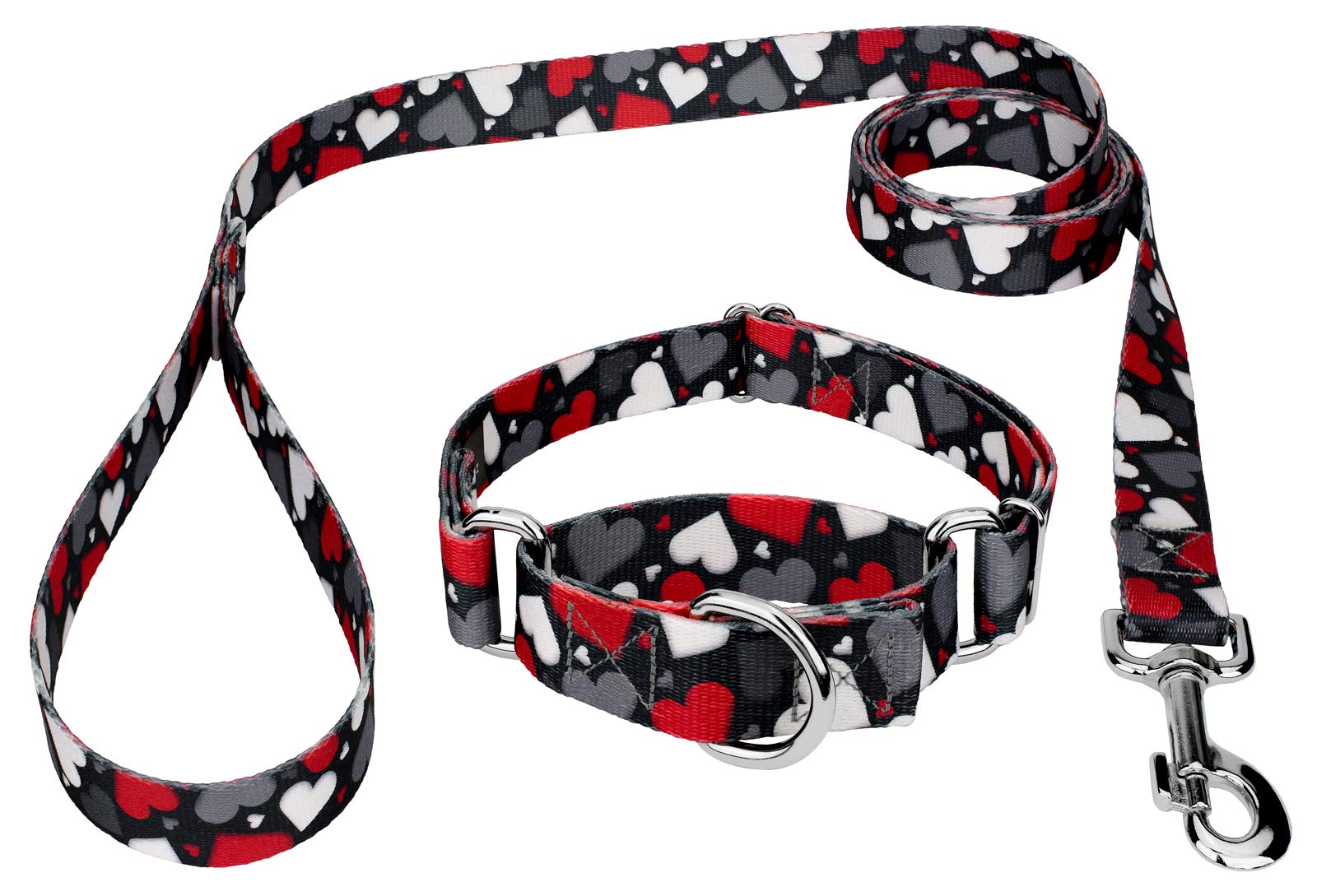 Country Brook Petz - Be Mine Martingale Dog Collar And Leash Limited Edition - Affection Collection Featuring Designs You'Ll Adore (1 Inch, Medium)