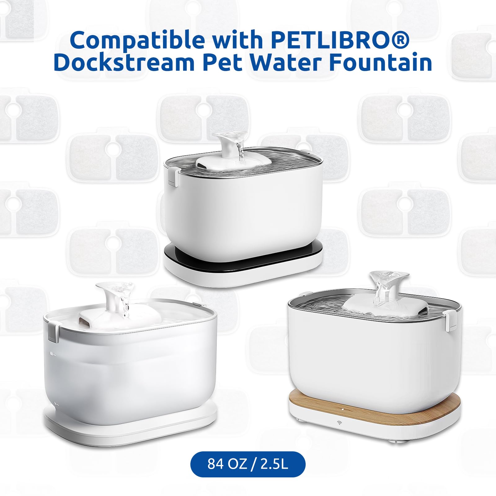 24 Pack For Petlibro Cat Water Fountain Filters Replacement, Compatible With Petlibrodockstream Cat Water Fountain Plwf005 Plwf1
