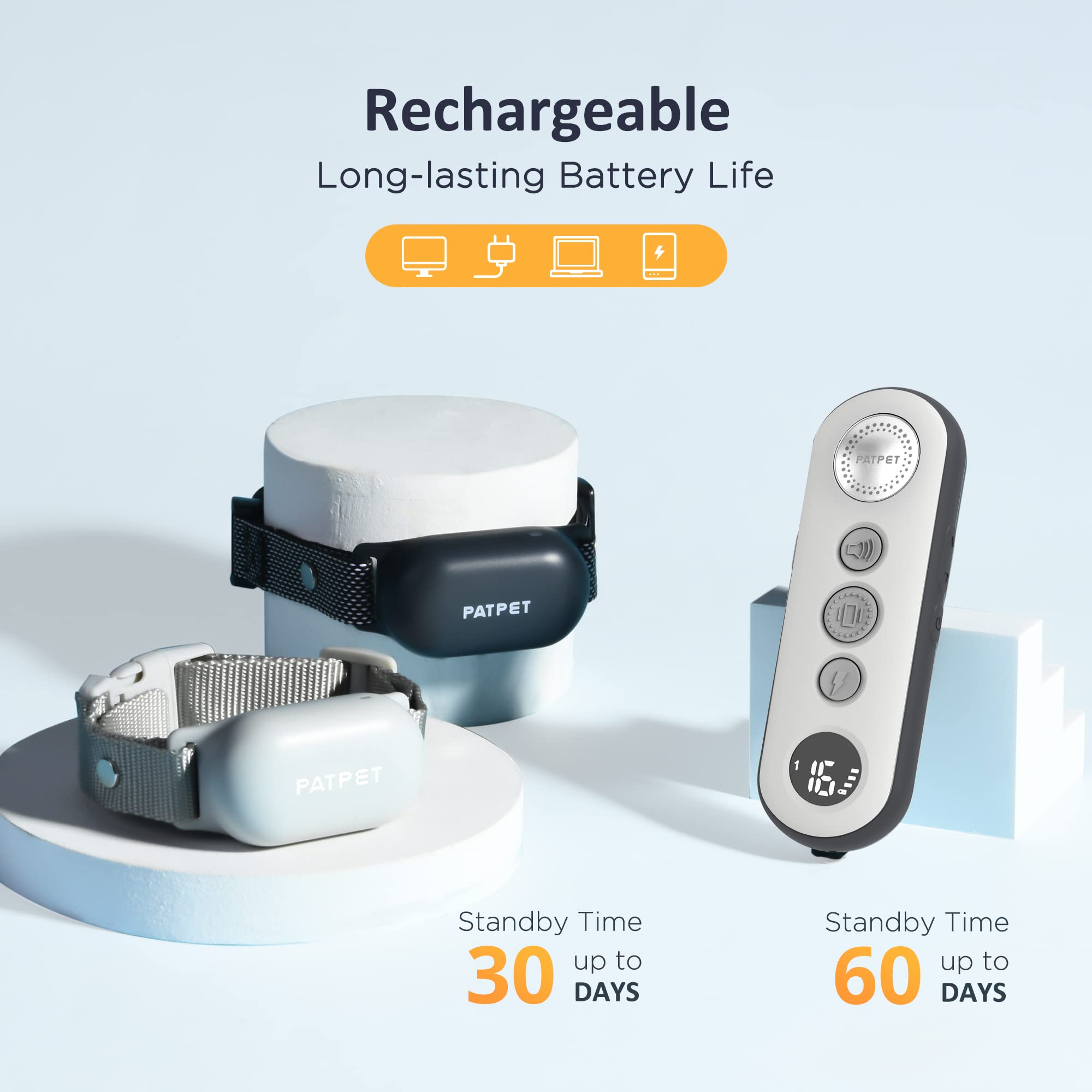 Patpet Shock Collar For Large Dog(10-100 Lbs) 2 Dogs, Rechargeable Ipx7 Waterproof - Dog Training Collar With Remote For Small M