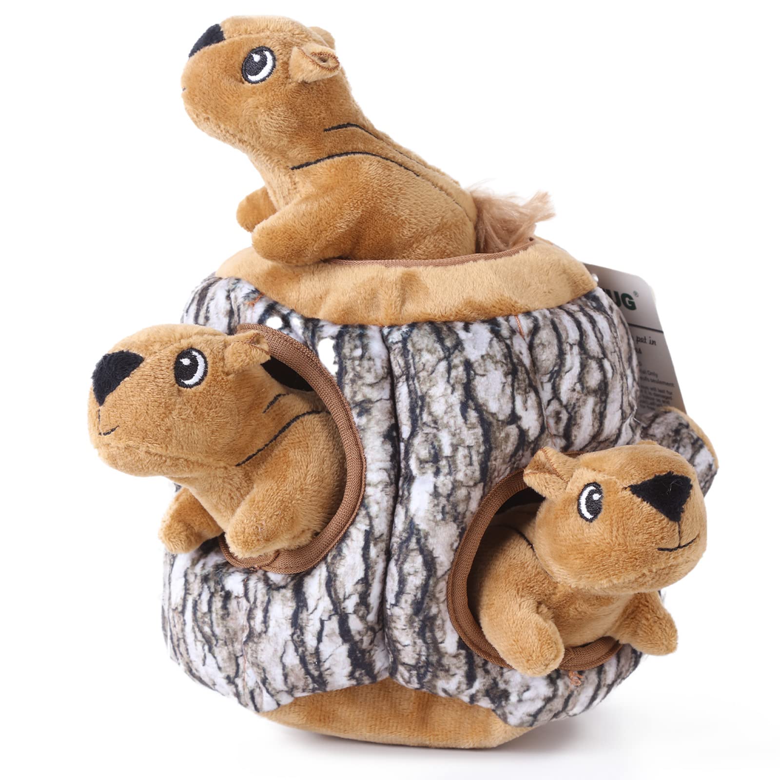 Laifug Hidden Squirrel Plush Dog Toy, Interactive Squeaky Dog Toy Hide And Seek, L