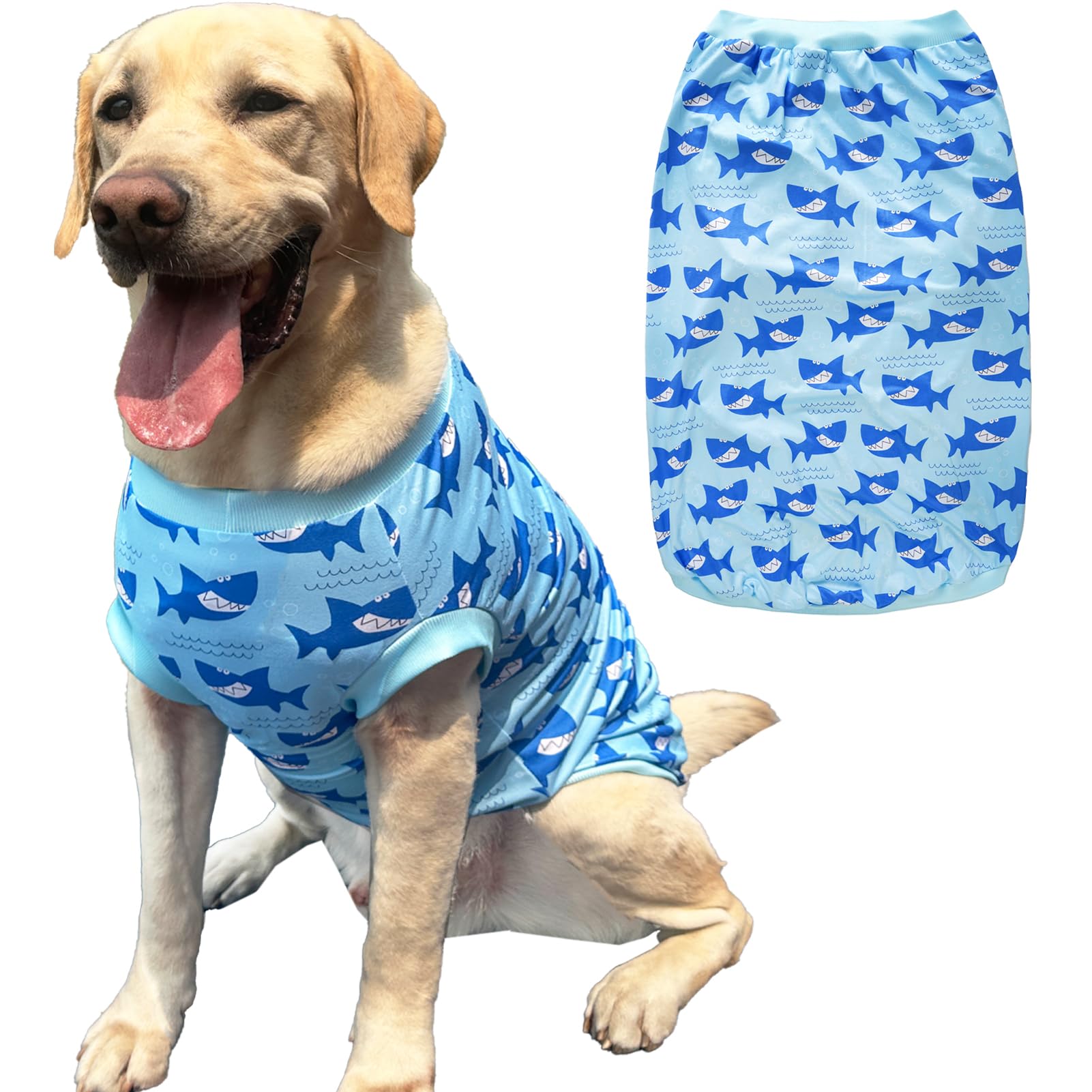 Dog Sleeveless T Shirt Shark Prints Vest Shirt Soft Stretchy Summer Clothes For Large Dog Boys Girls Shirt X-Large,Shark