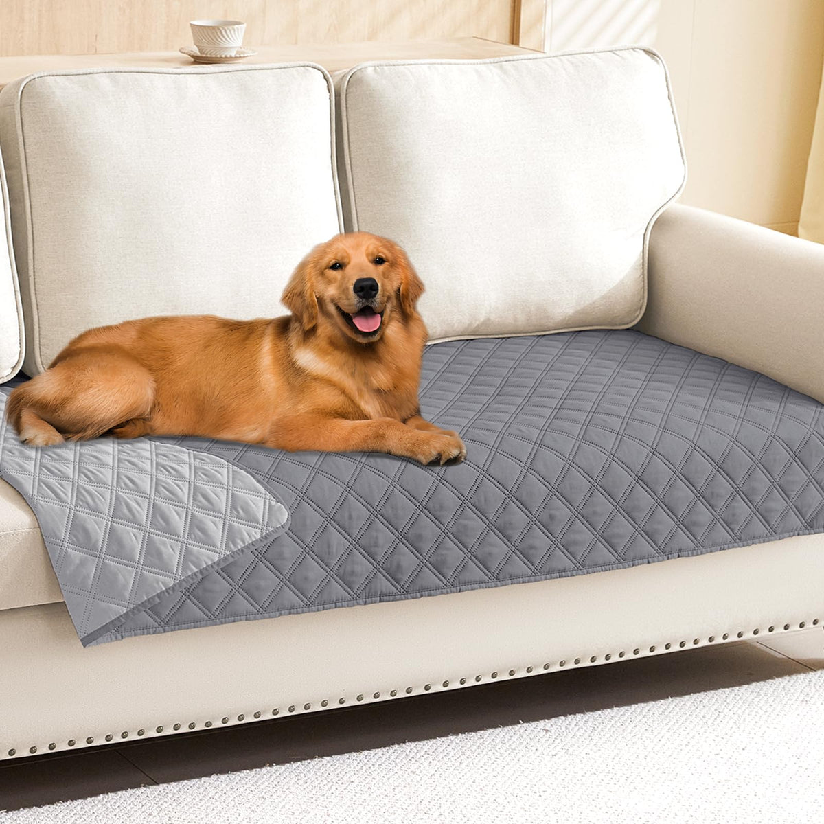 Smiry Waterproof Dog Blanket, Reversible Dog Bed Cover Pet Blanket, Soft Pet Couch Covers For Sofa Washable, Bed Couch Sofa Furniture Protector For Puppy Cat Kids (30'X70', Grey/Light Grey)