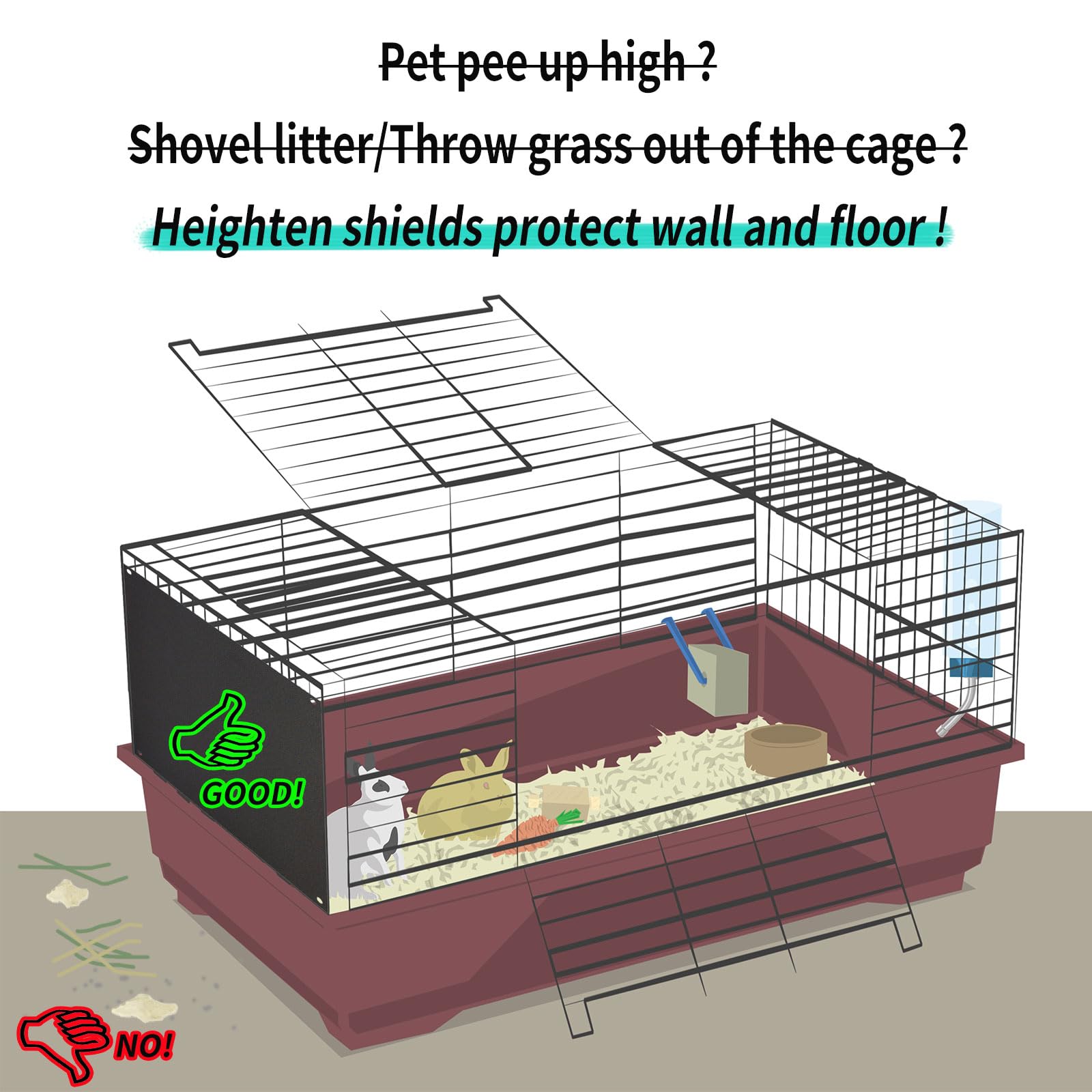 Oncpcare 6 Pack Pet Cage Liner Protection Block Light 10 ' ' x 8.2 ' ' Rabbit Cage Urine Guard Cage Edge Liner Guinea Pig Side L