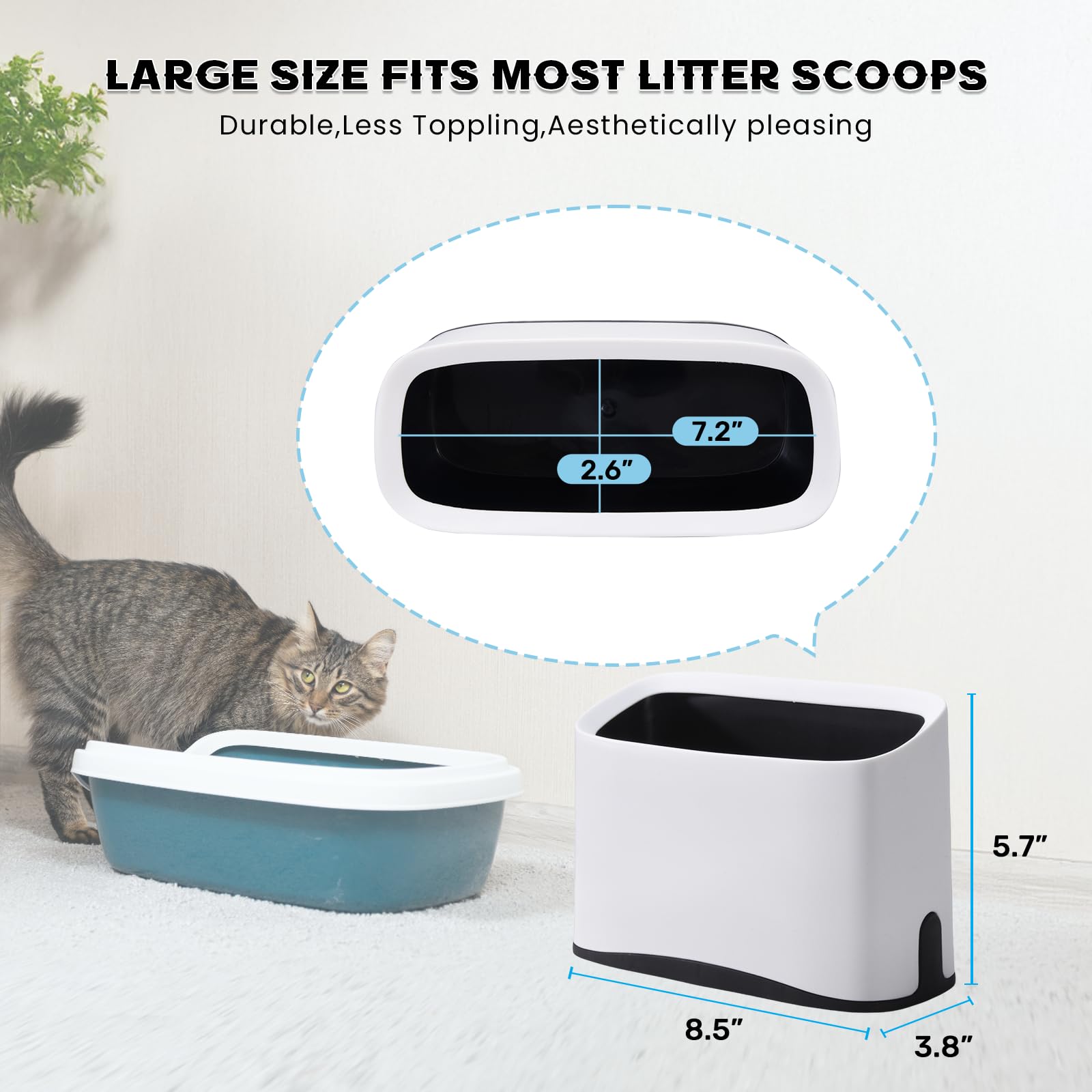 Cat Litter Scoop Holder Universal Scooper Storage Caddy For Most Kitty Poop Shovel, Durable Removable Pet Pooper Stand For Plast