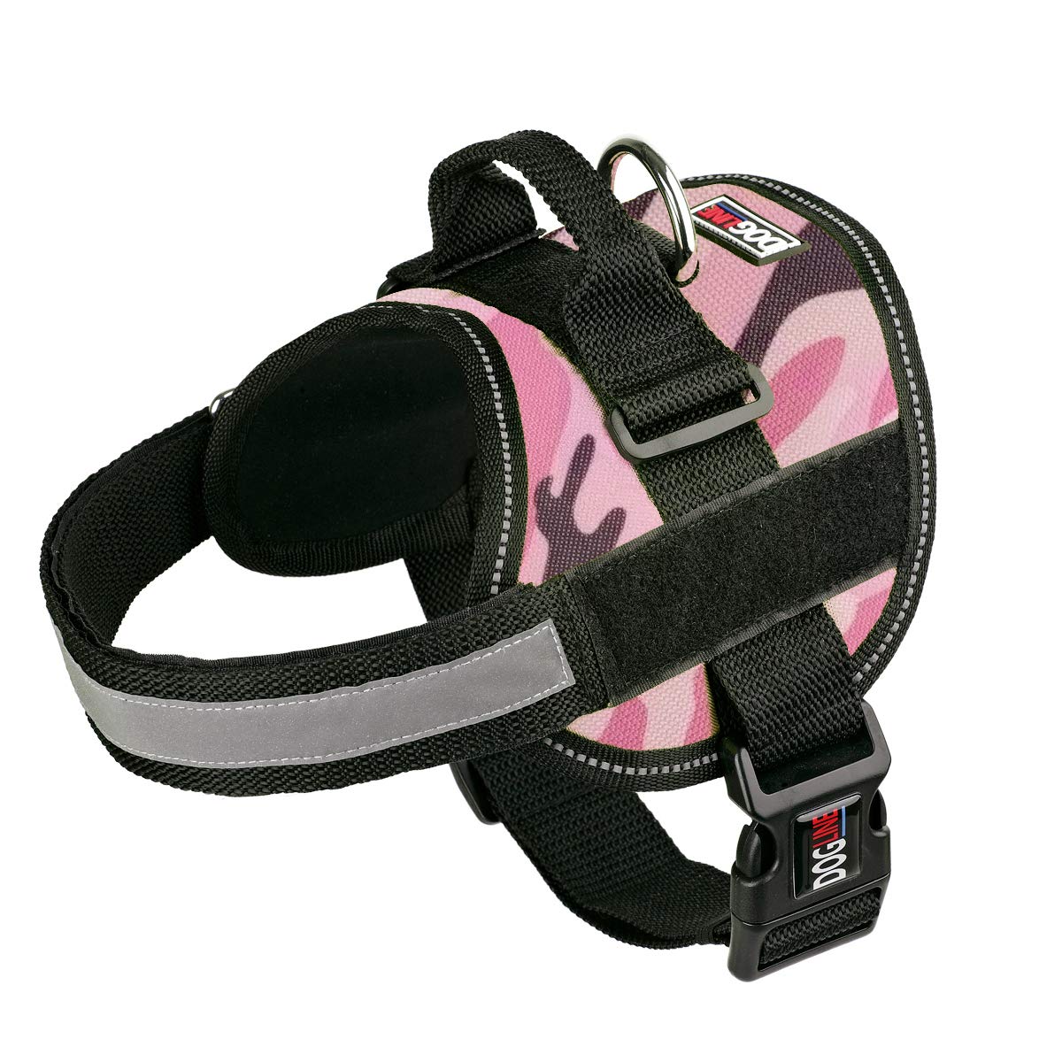 Dog Harness, Reflective No-Pull Adjustable Vest With Handle For Walking, Training, Service Breathable No - Choke Harness For Small, Medium Or Large Dogs Room For Patches Girth 15 To 19 In Pink Camo