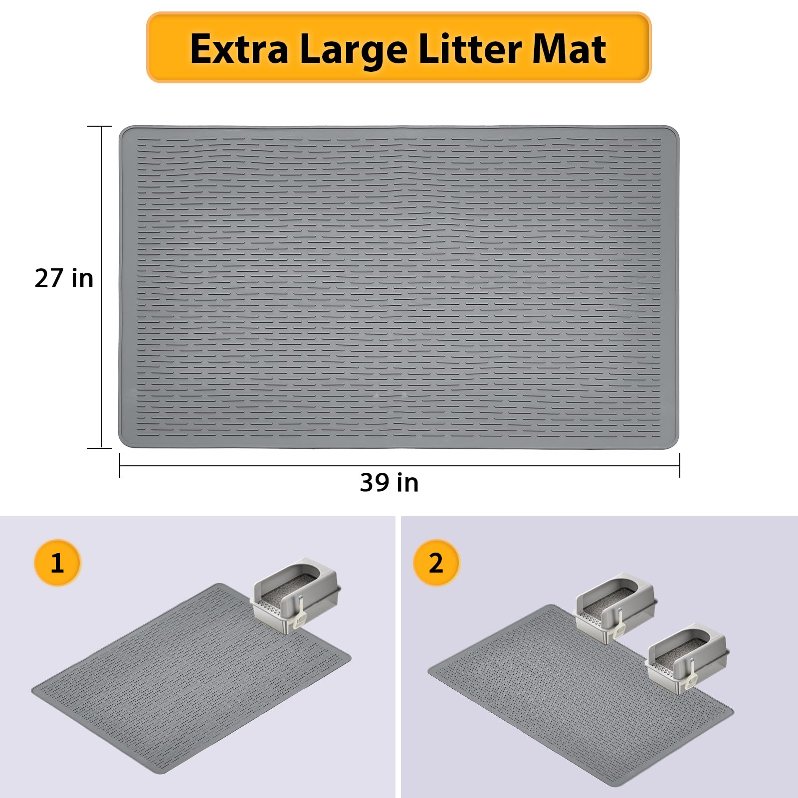 Colewin Cat Litter Mat,Waterproof Soft Litter Mat,39X27In Large Rubber Litter Box Mat,Washable Cat Litter Mat Litter Trapping Ma