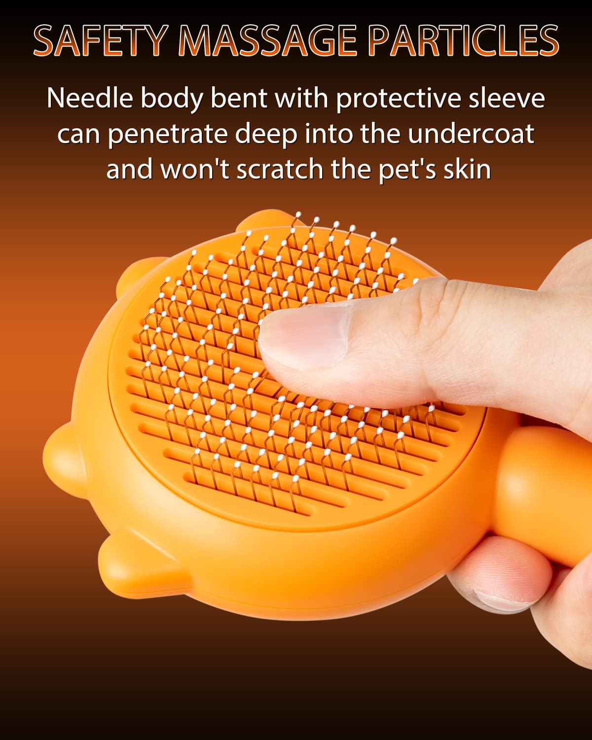 Pumpkin Cat Brush With Release Button, Awpland Pumpkin Shape Dog Self Cleaning Hair Brush, Deep Cleaning Dog Grooming Supplies For Long Or Short Haired Cats Dogs Puppy Rabbits