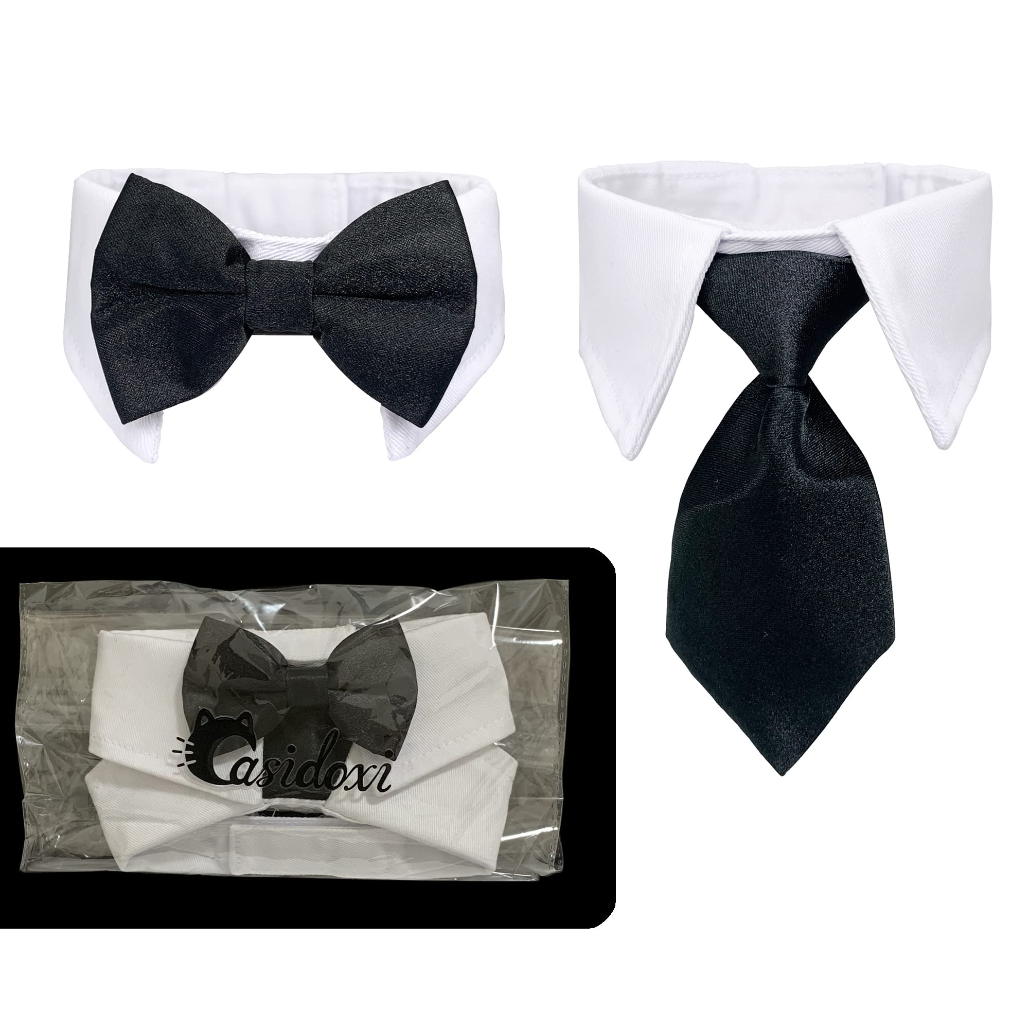 Casidoxi Dog Cat Tuxedo Collar, Cat Wedding Bowtie, Cat Bow Tie Tux Collar Costume Birthday Easter Valentines Dog Bowtie Cat Col