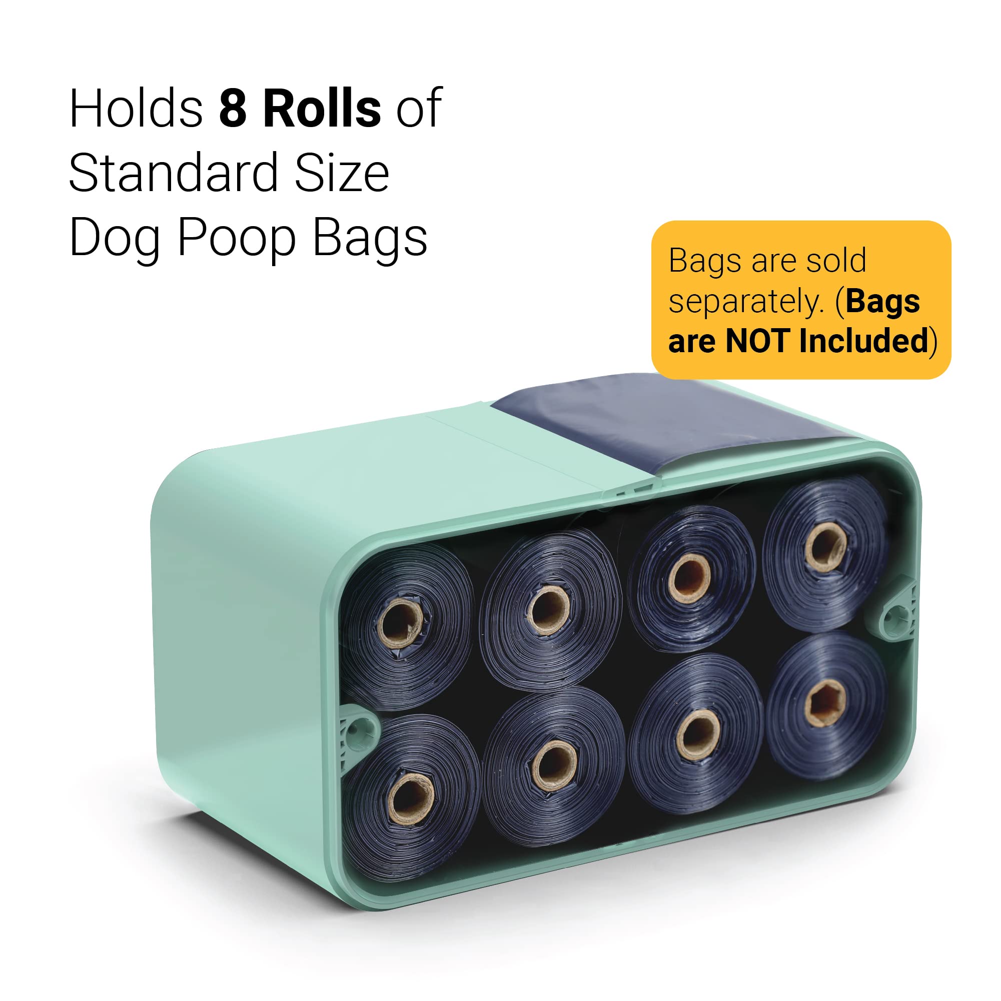 Svd.Pet Dog Poop Bag Dispenser, Wall Mount Waste Bag Dispenser With Magnetic Lid Holds 8 Rolls Of Waste Bags, Indoor/Outdoor Wall Mount Or Place On The Table (Spearmint, Dispenser Only))