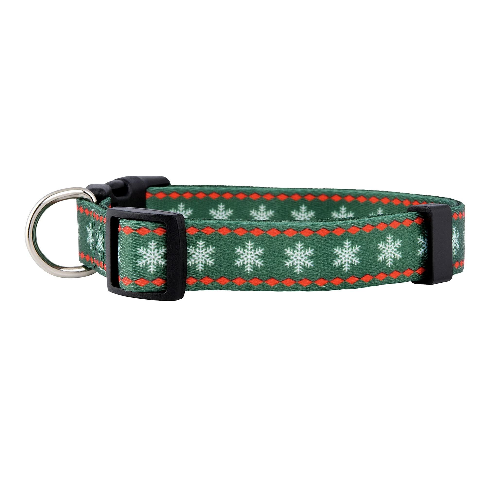 Native Pup Christmas Dog Collar (Large, Green Snowflake)