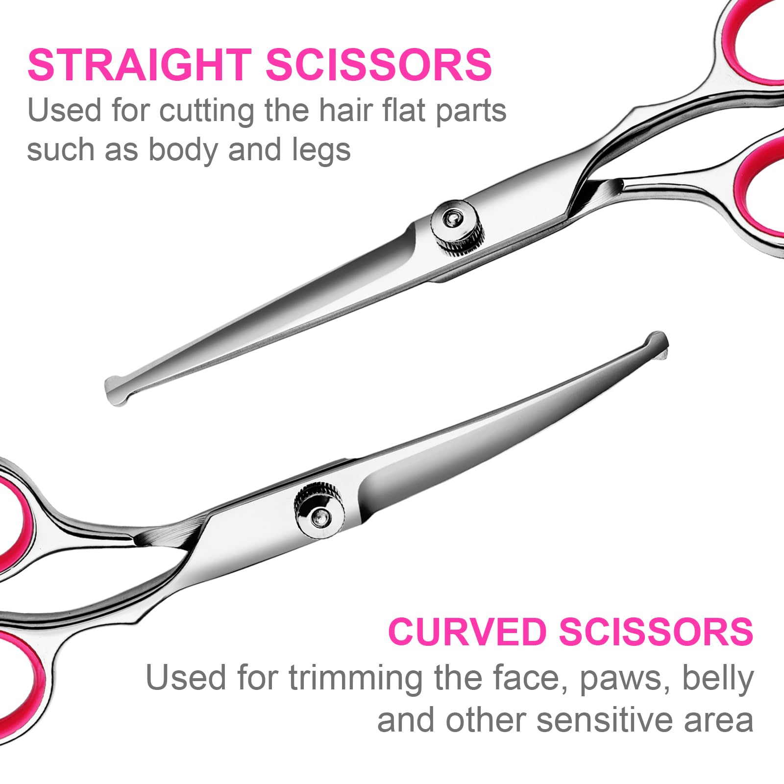 6 In1 Professional Dog Grooming Scissors Kit, Dog Shears For Grooming With Safety Round Tips, Titanium Coated Grooming Scissors