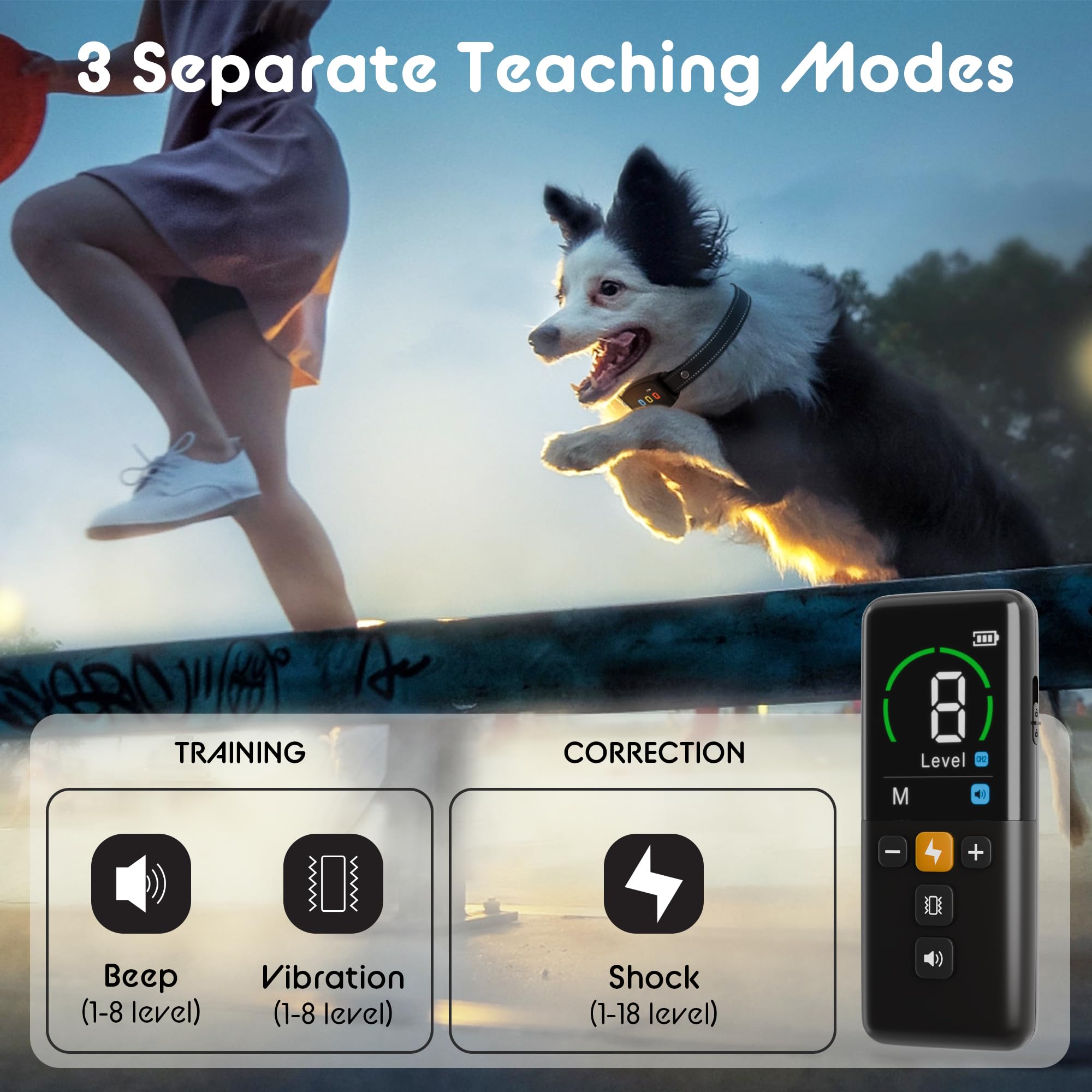 Dog Training Collar Shock Collars For Dogs With Remote 2600 Ft Remote Control Range 4 Modes Beep Vibration Shock Built-In Bright