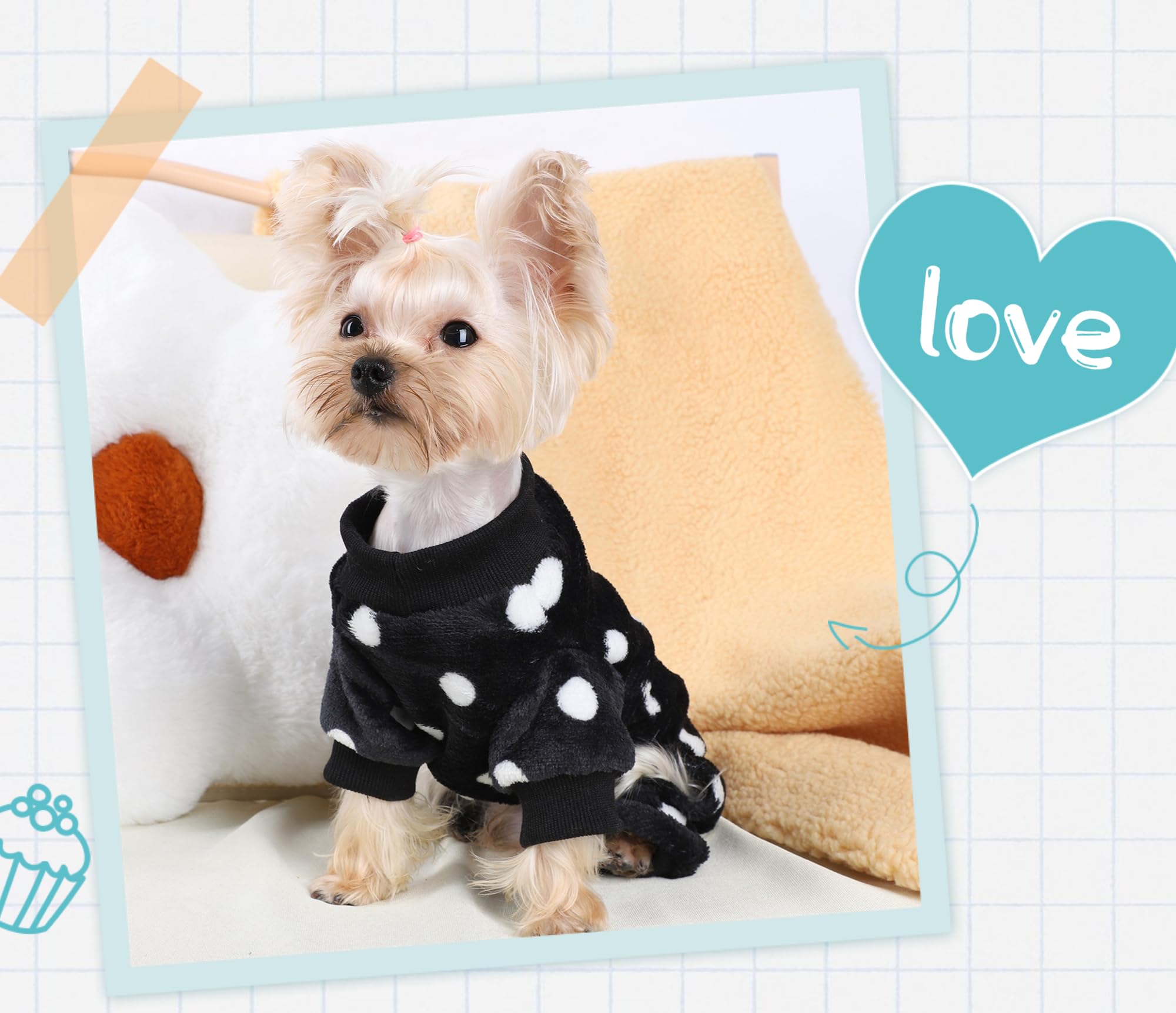 Dog Pajamas for Small Dogs Girl Boy Winter Onesies Pjs Cold Weather Puppy 4 Legged Sweater Clothes for Chihuahua Yorkie Teacup J