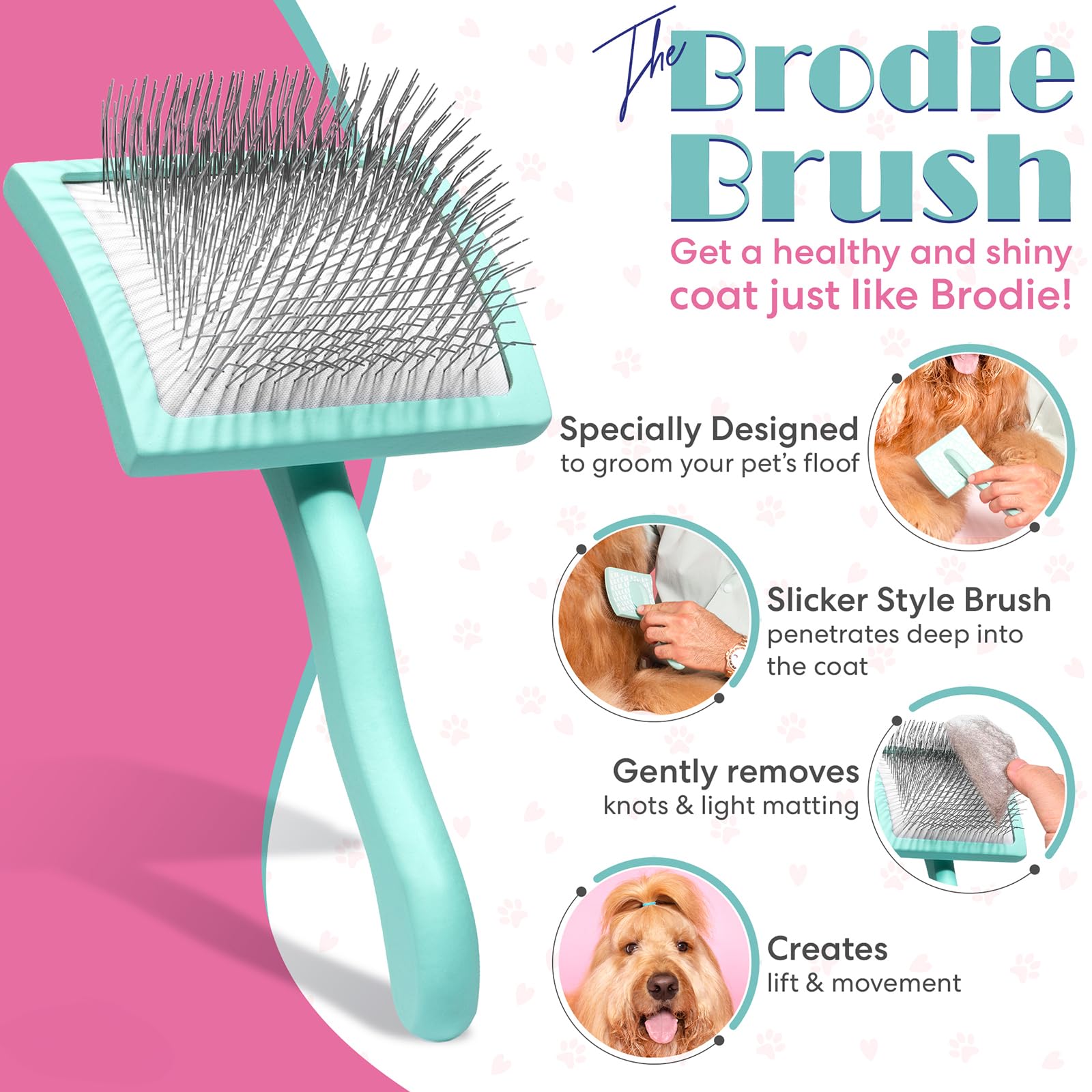 Floof Style Duo - Floof Juice And Brodie Brush - Dog Slicker Grooming Wire Brush And Conditioner And Detangler Kit Gift Set For