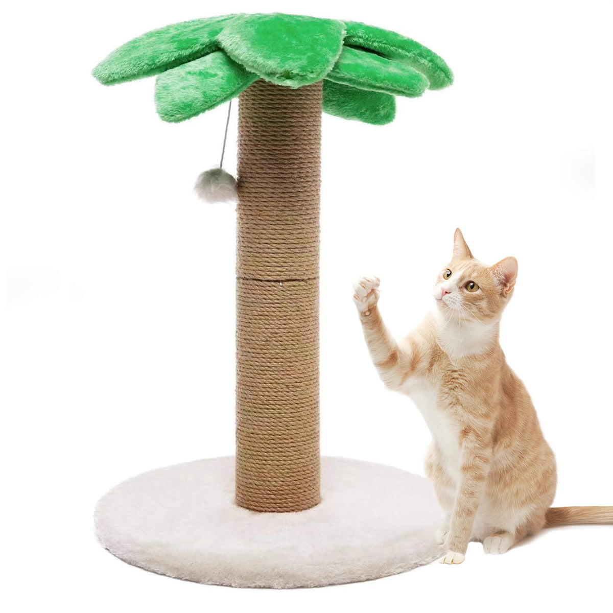 Luckitty Small Cat Scratching Posts Kitty Coconut Palm Tree-Cat Scratch Post For Cats And Kittens - Natural Jute Sisal Scratch Pole Cat Scratcher (23In)