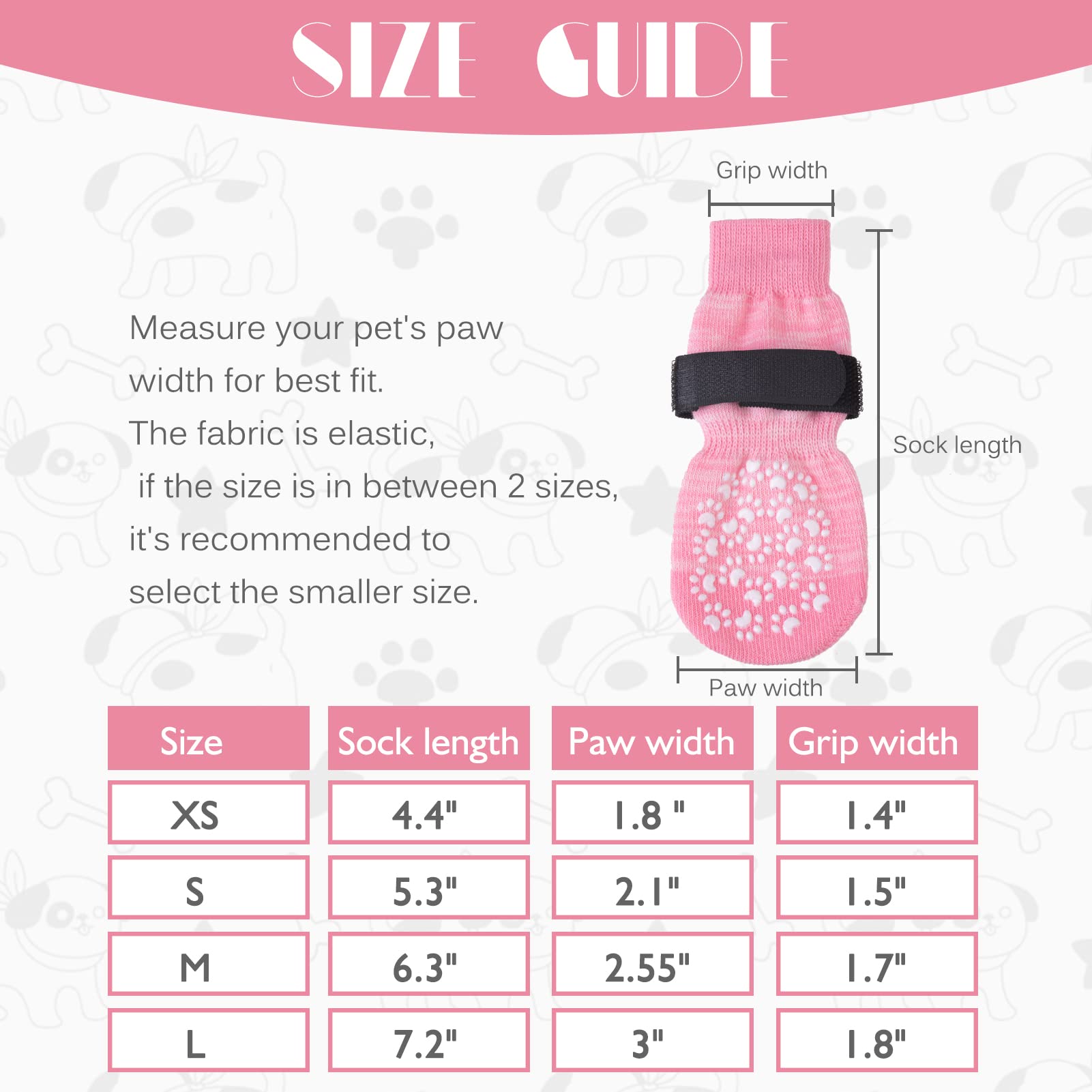Expawlorer Double Side Anti-Slip Dog Socks 2 Pairs - Adjustable Pet Paw Protector With Strap, Traction Control Non-Skid For Indoor On Hardwood Floor Wear, Paw Protection For Puppy Dogs