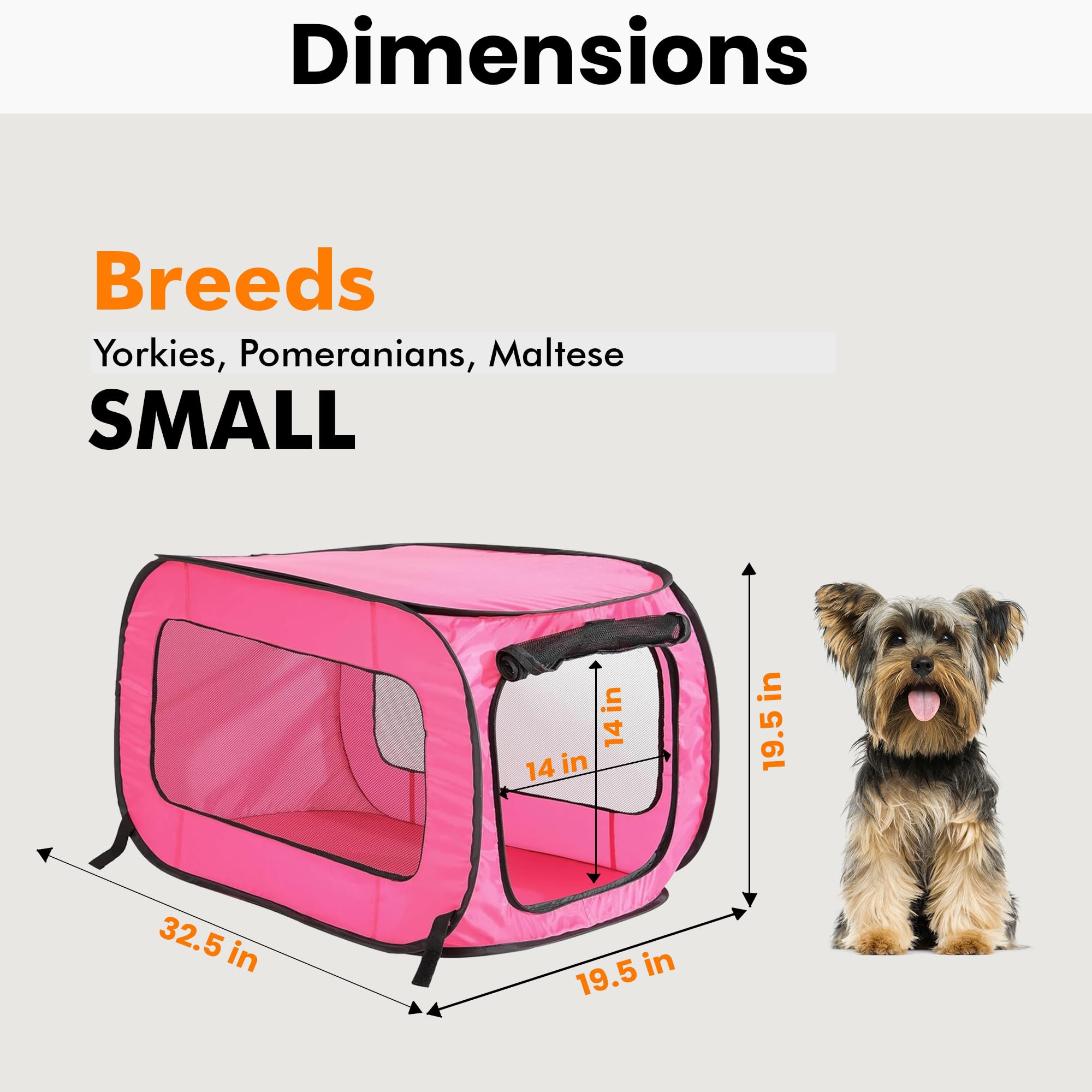 Beatrice Home Fashions Portable, Collapsible, Pop Up Kennel Travel Cat And Dog Crate, 32.5'' L X 19.5'' W X 19.5'' H, Fuchsia