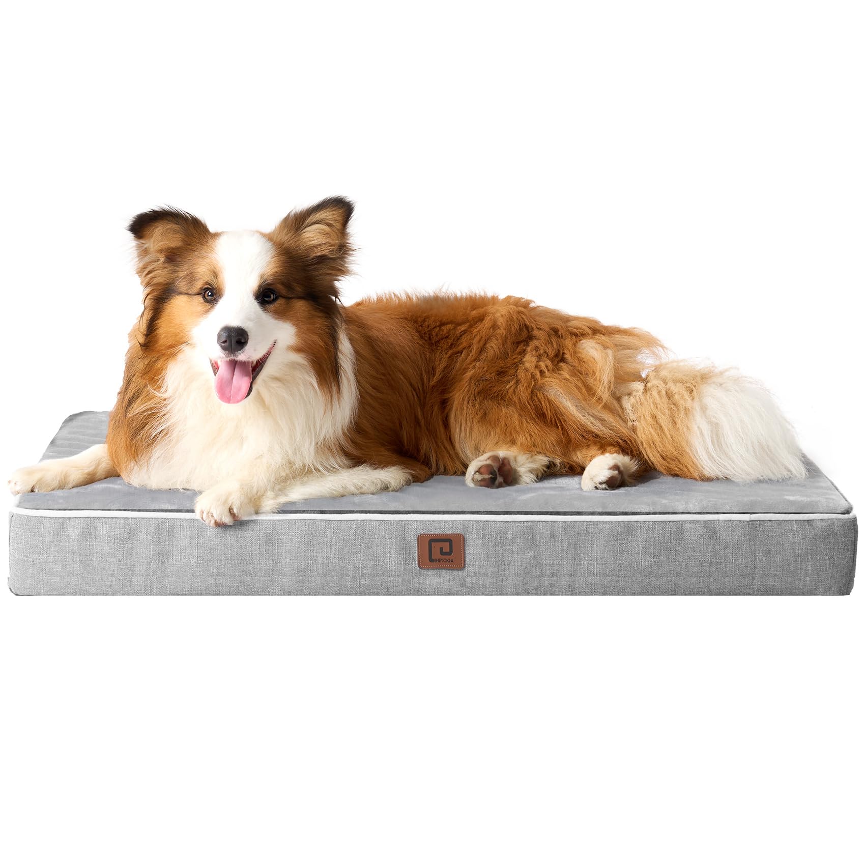 Eheyciga Orthopedic Memory Foam Dog Beds For Extra Large Dogs With Removable Waterproof Liner, Grey, 44X32