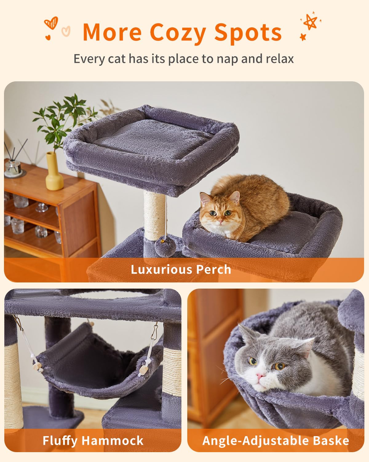 Taoqimiao Cat Tree, 71-Inch Cat Tree Cat Tower For Indoor Cats, Plush Multi-Level Cat Condo With 10 Scratching Posts, 2 Perches,