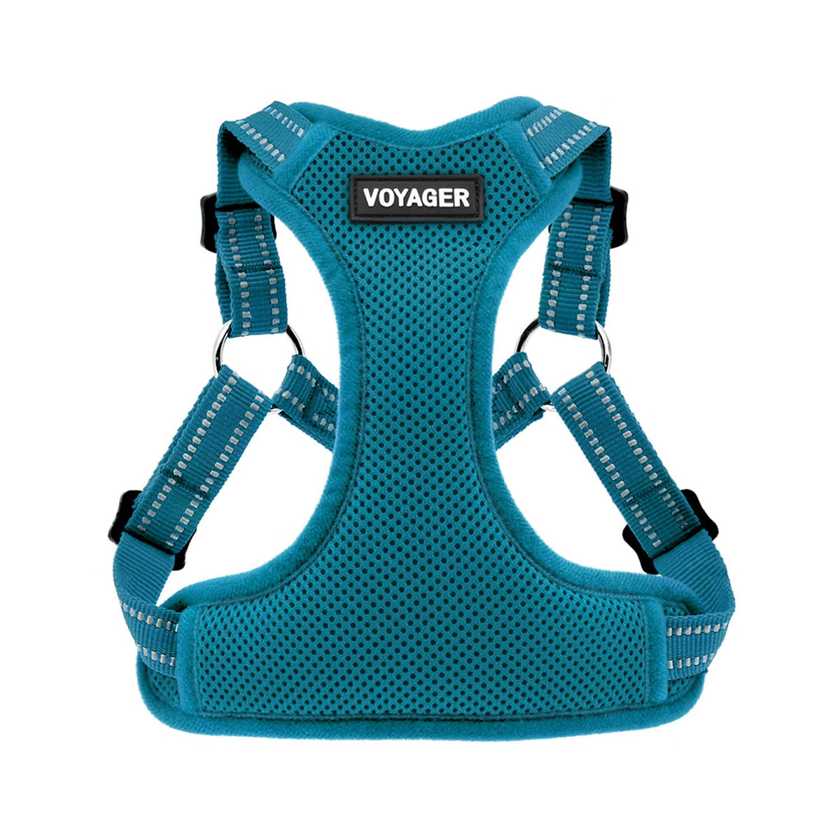 Best Pet Supplies Voyager Adjustable Dog Harness With Reflective Stripes For Walking, Jogging, Heavy-Duty Full Body No Pull Vest With Leash D-Ring, Breathable All-Weather - Harness (Turquoise), Xl