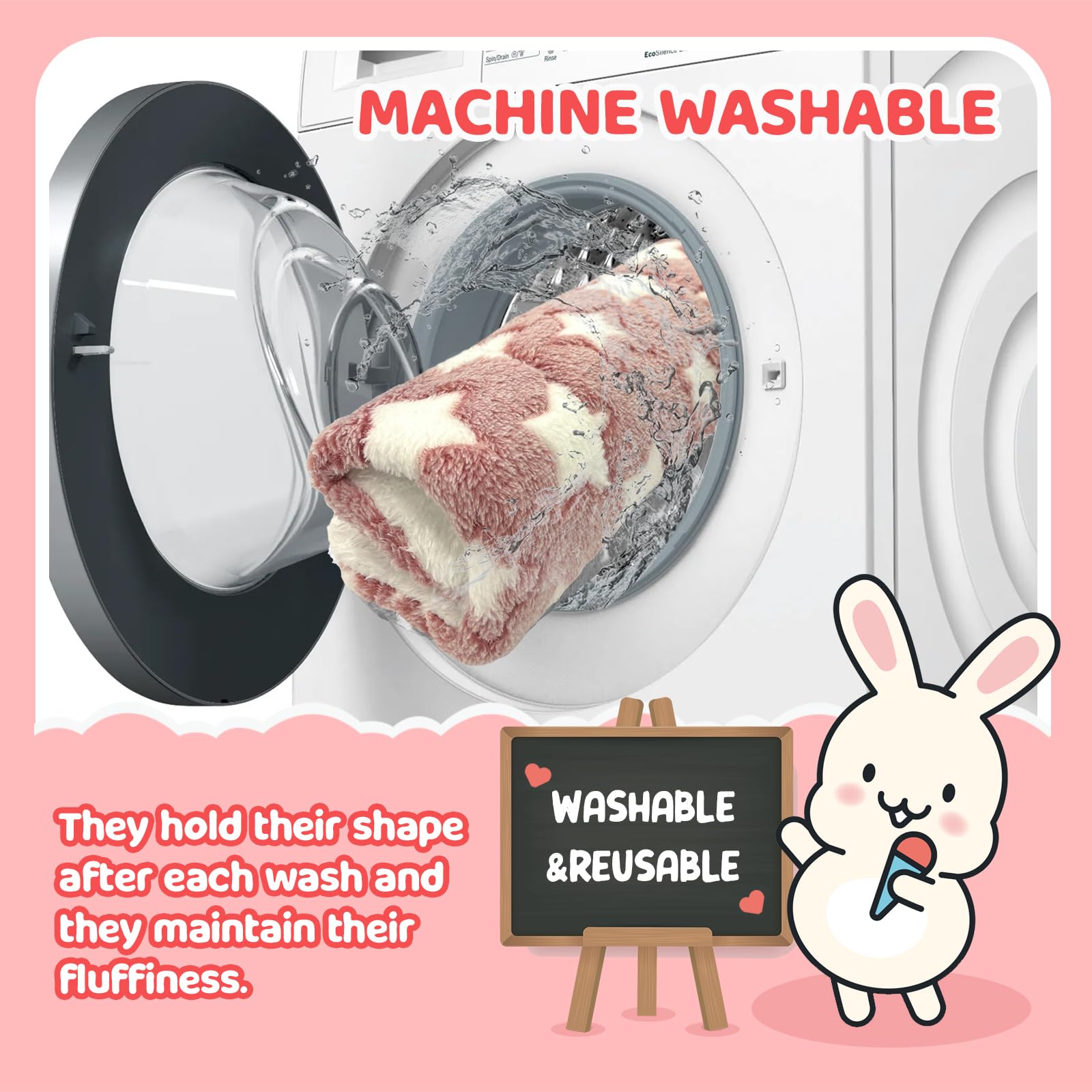 ARCTIC EAGLE 2 Pack Bunny Bed - 10 x 13 Inch Rabbit Pee Pads Bedding - Washable and Thickness Upgrade(Pink,M)