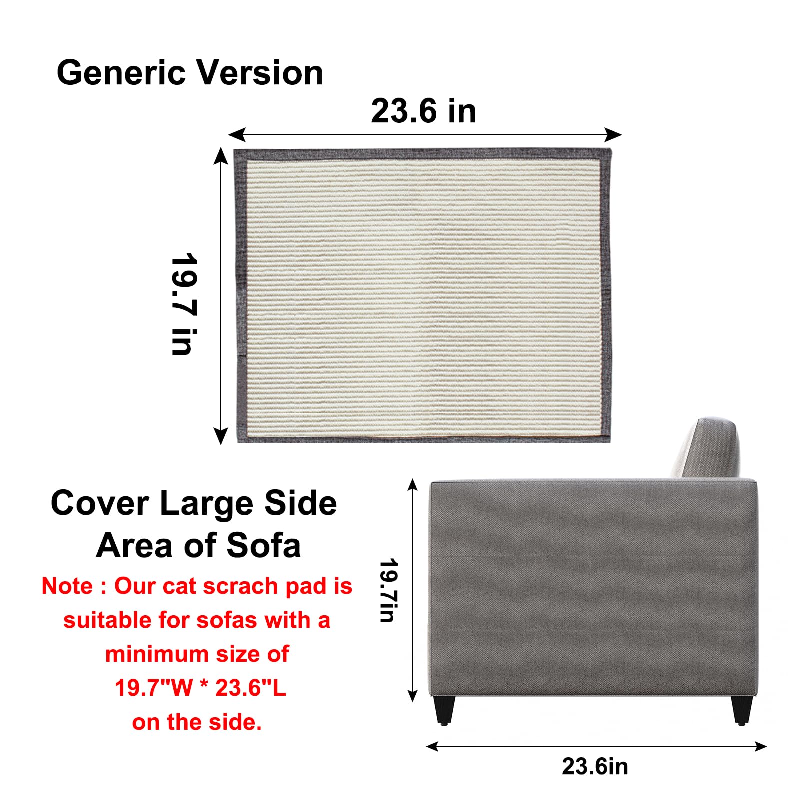 Cat Scratch Furniture Couch Protector With Natural Sisal For Protecting Couch Sofa Chair (Left Hand)