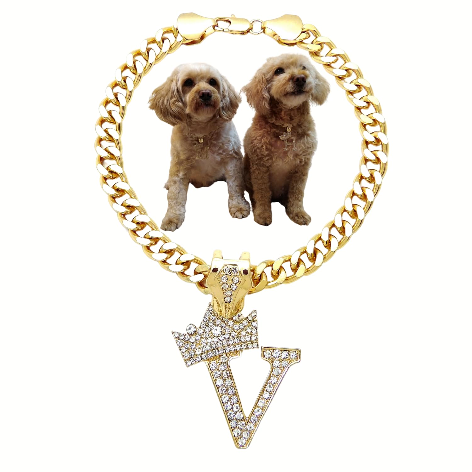 Initial Letter Cuban Chain Dog Chain Pet Chain Pet, Cat, Puppy Necklace (V, 20'')