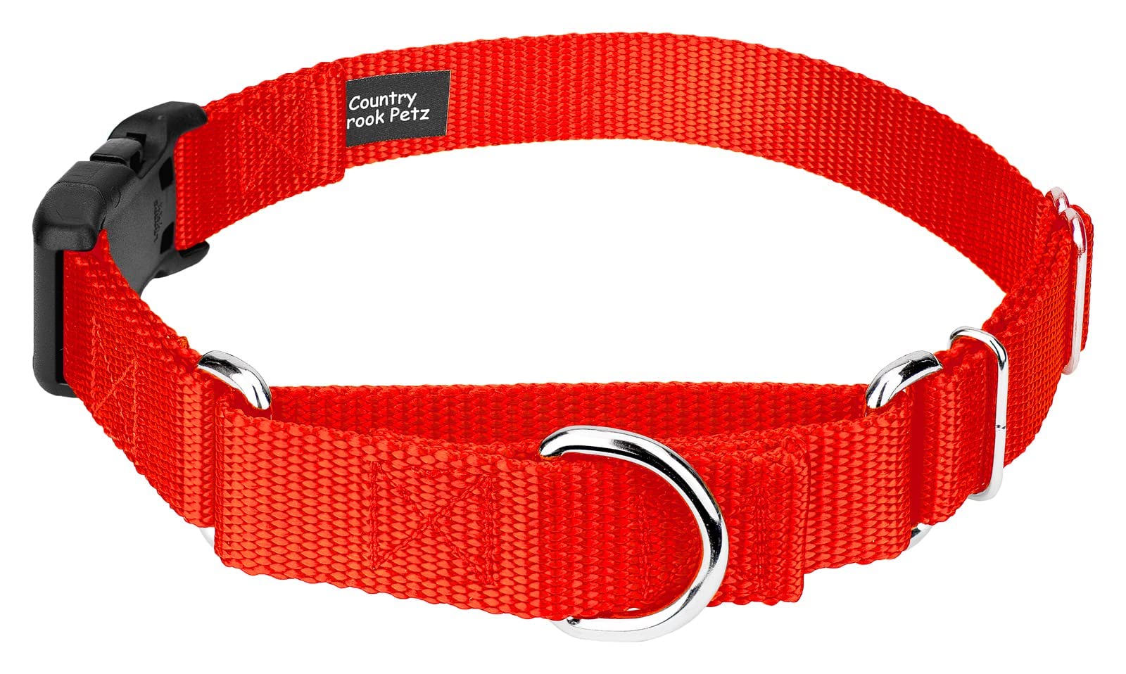 Country Brook Petz - Made In The Usa - Durable Nylon Martingale With Deluxe Buckle - 30+ Vibrant Color Options (Hot Orange, 5/8 Inch, Extra Small)