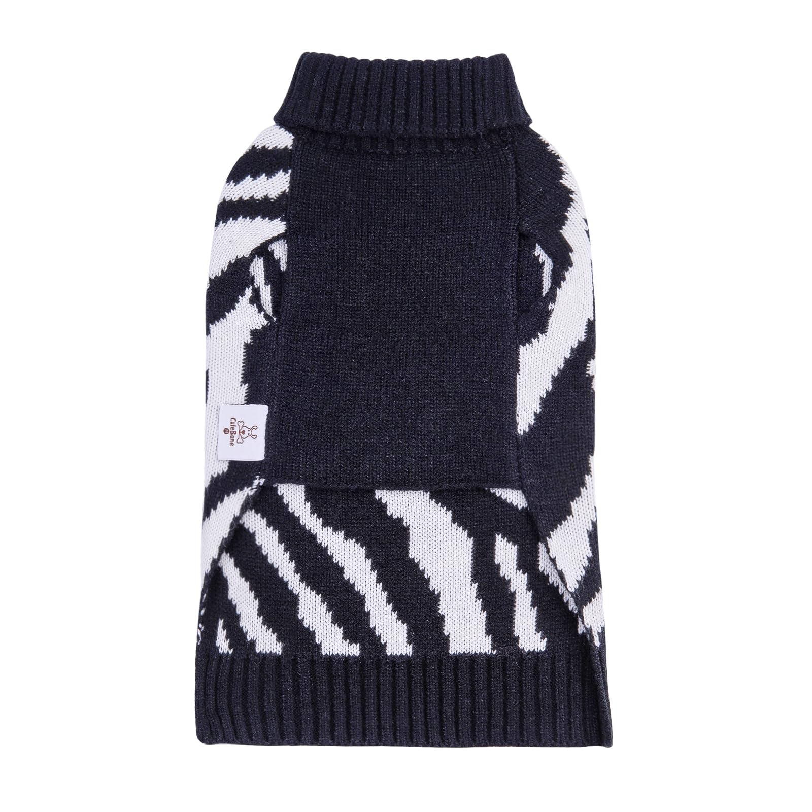 Cutebone Turtleneck Dog Sweaters For Large Dogs Zebra Knit Pullover Pet Winter Clothes Fall Dog Sweater With Harness Hole