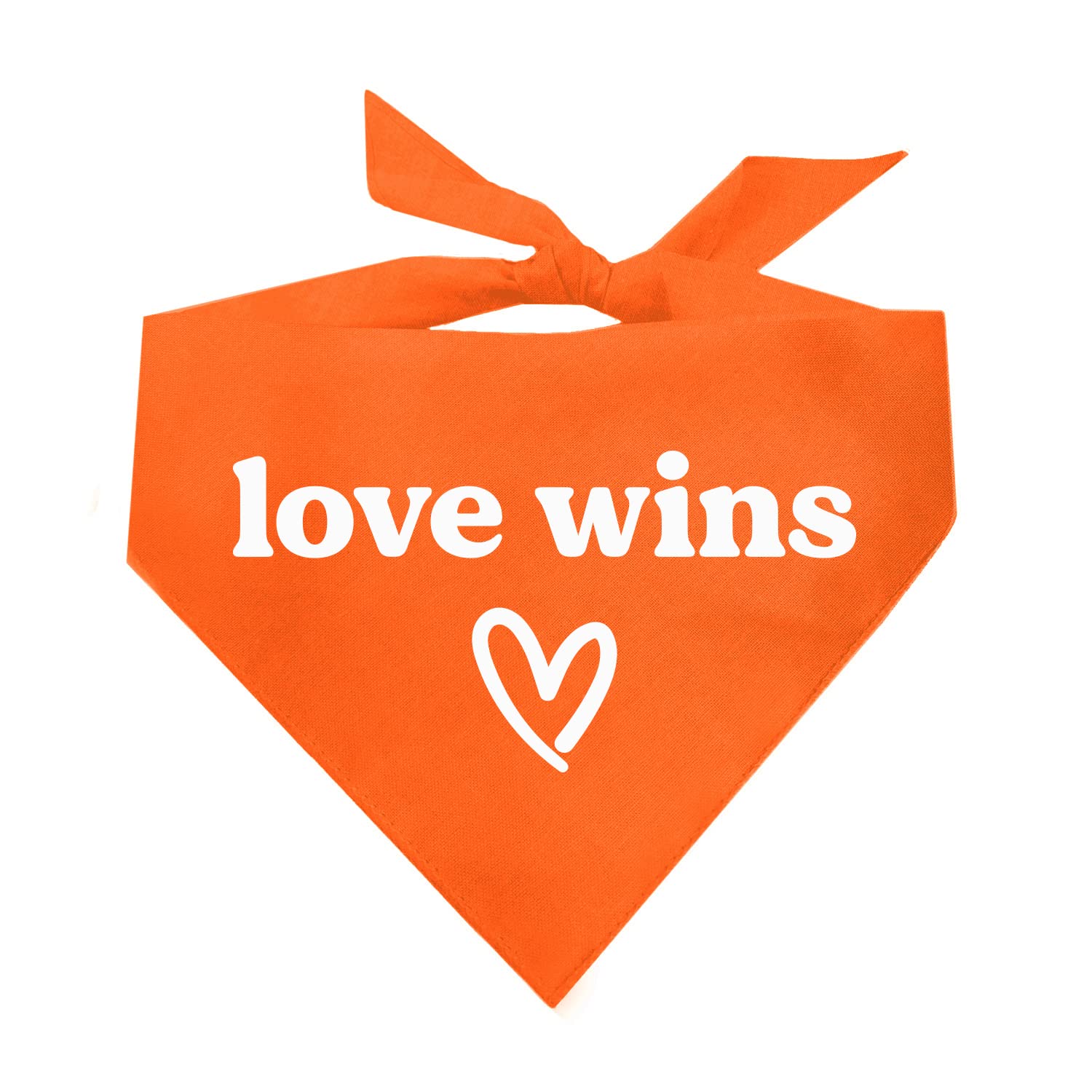 Love Wins Dog Bandana | 100% Cotton Adjustable Triangle | Made In Usa | Pride Day | Lgbtq+ | Rainbow | Parade |Orange, One Size 