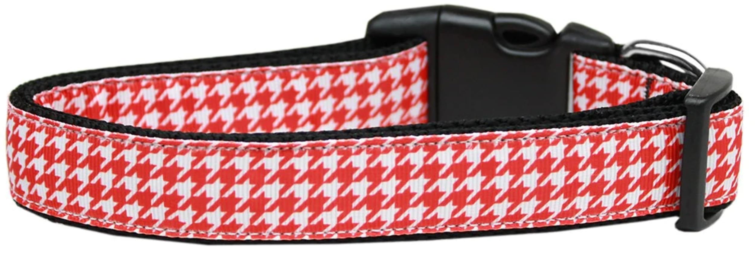 Pet Dog & Cat Nylon Collar or Leash, &quot;Houndstooth Red&quot; LG Collar