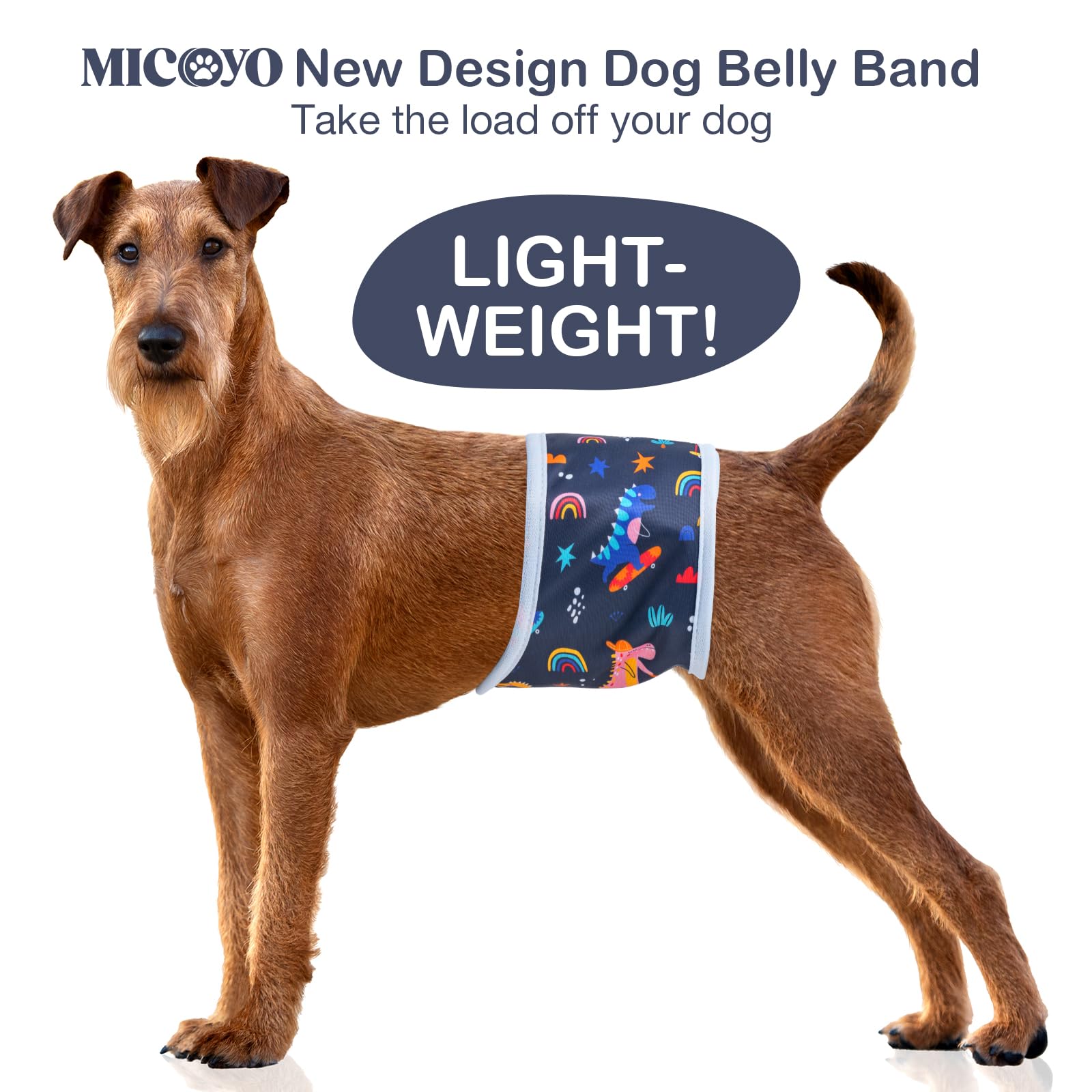 Micooyo Male Dog Diaper Lightweight Dog Wraps Washable Dogs Diapers Doggie Belly Bands For Male Dogs, Small Reusable Puppy Diape