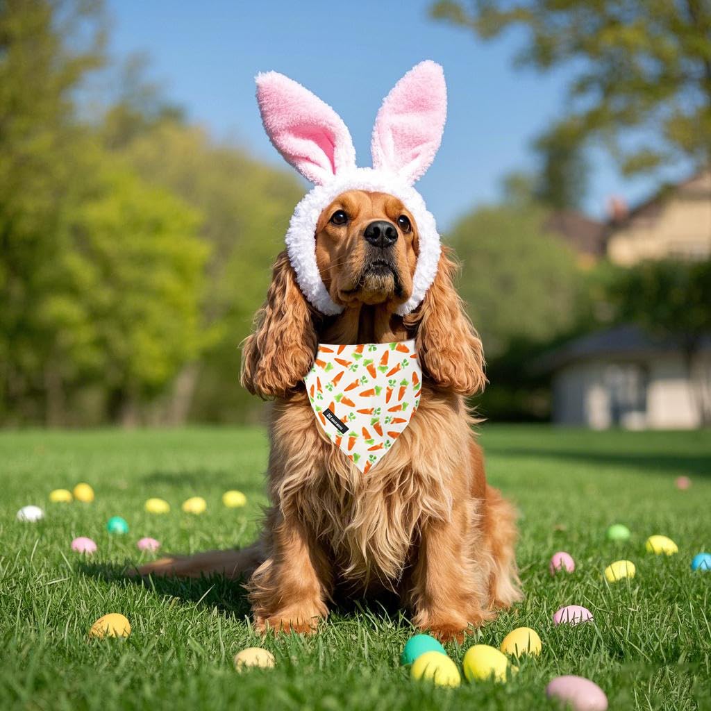 Maca Bates 2 Pack Easter Corrot Dog Bandana Bunny Rabbit Egg Esater'S Gift Dogs Scarf Green And White Soft Puppy Bandanas Pet Ke