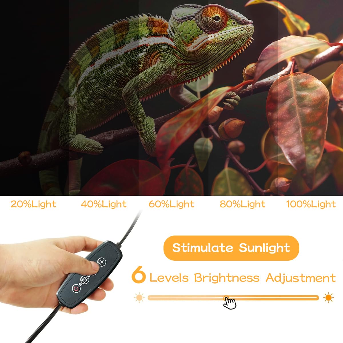 Reptidldb 11'' 20.0 Uvb Led Lamp 15W With Dimming & Timer, Full Spectrum Uva & Uvb For Bearded Dragons, Turtles, Snakes, Adjusta