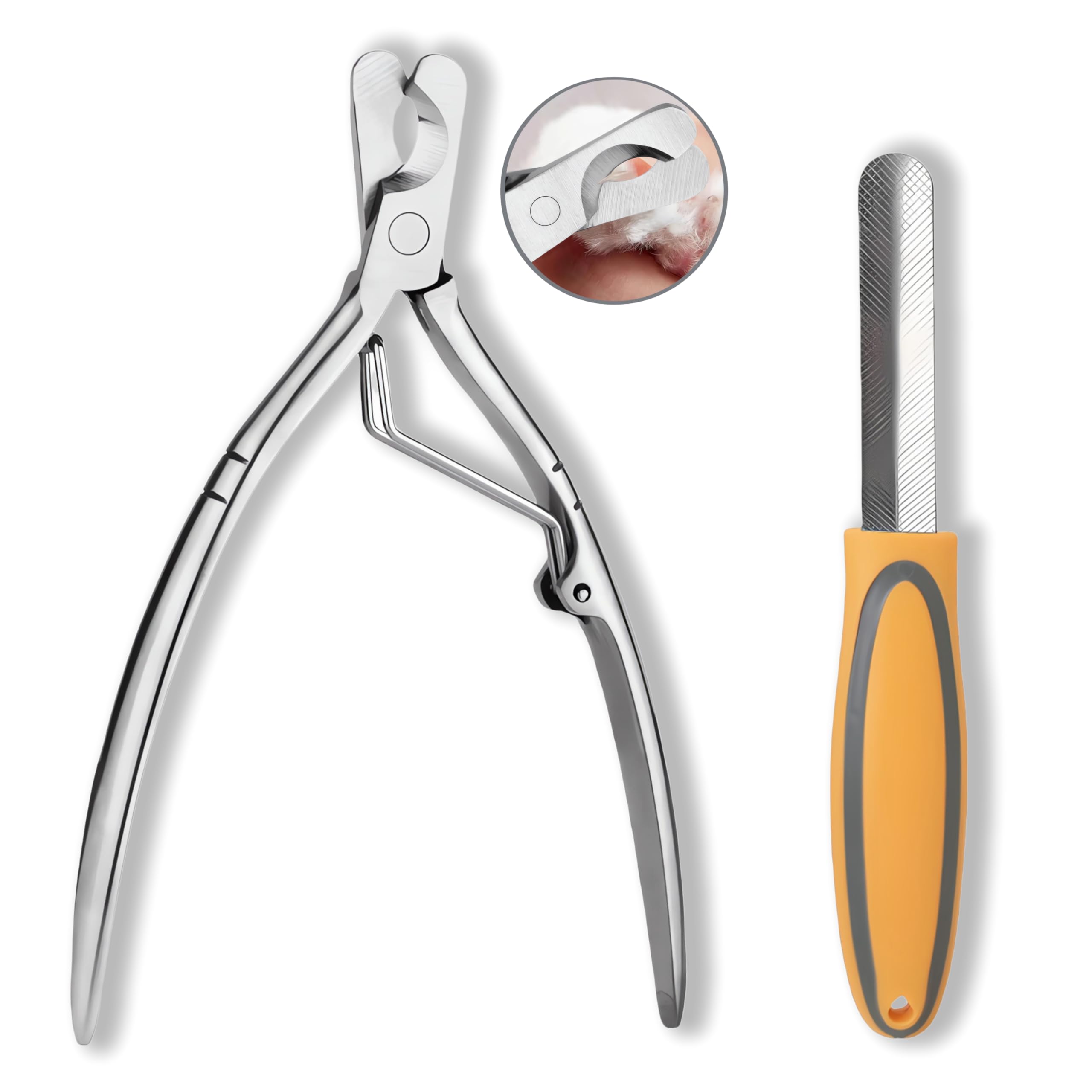 Professional Pet Nail Clippers With Safety Guard Nail File 2-In-1 Wide Open Grooming Tool For Dogs & Cats, Sharp Stainless Steel