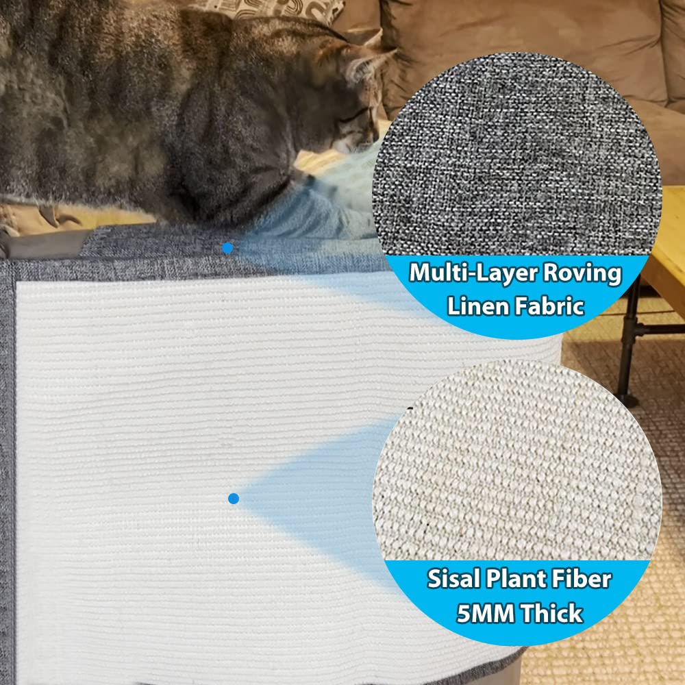Natuya Cat Scratch Furniture Protector - Large Sisal Cat Scratching Mat For Couch, Arm, Sofa, Corner (Dark Gray, Right)